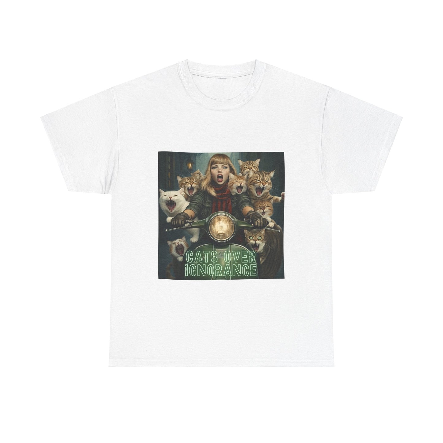 Childless Cat Lady Shirt - "Cats Over Ignorance" - Say NO to Ignorance - Unisex Heavy Cotton Tee
