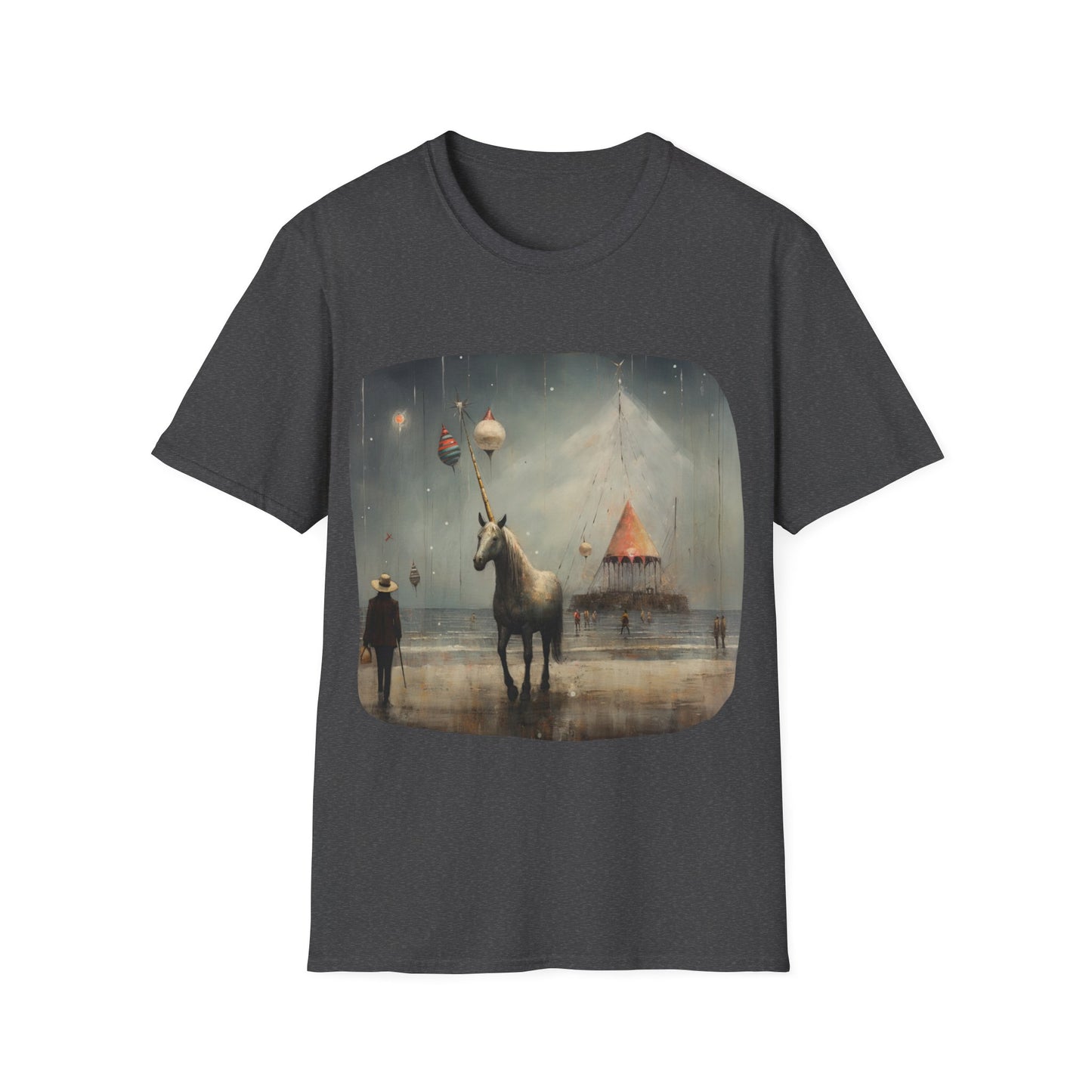 Unicorn with Holiday Ornament, Unicorn Christmas Gift Unisex Tee Shirt, T-Shirt Softstyle T-Shirt