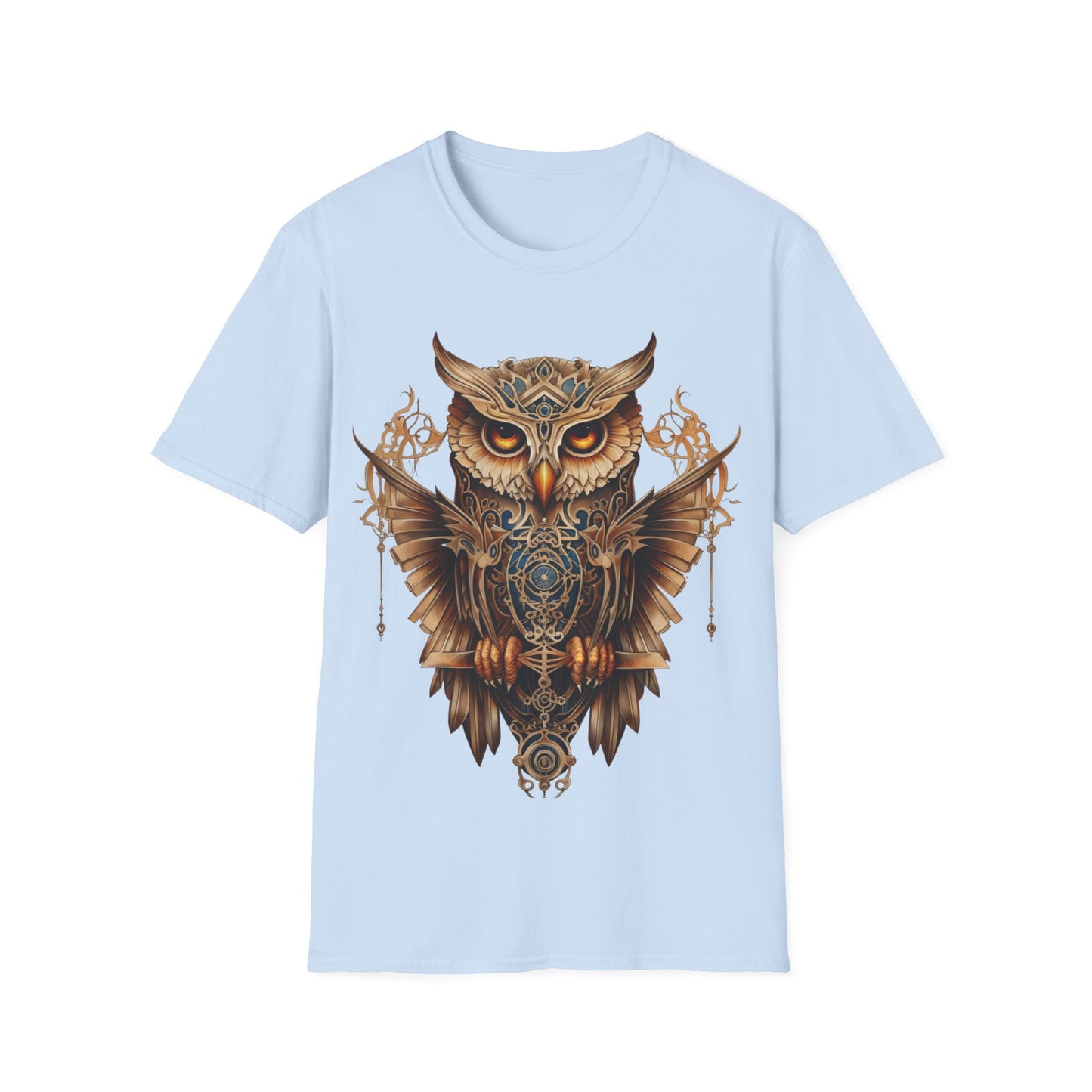 Art Deco Style Owl, Golden Owl Shirt, 1920's Steampunk Owl Christmas Gift Unisex Tee Shirt, T-Shirt Softstyle T-Shirt Tee Teeshirt