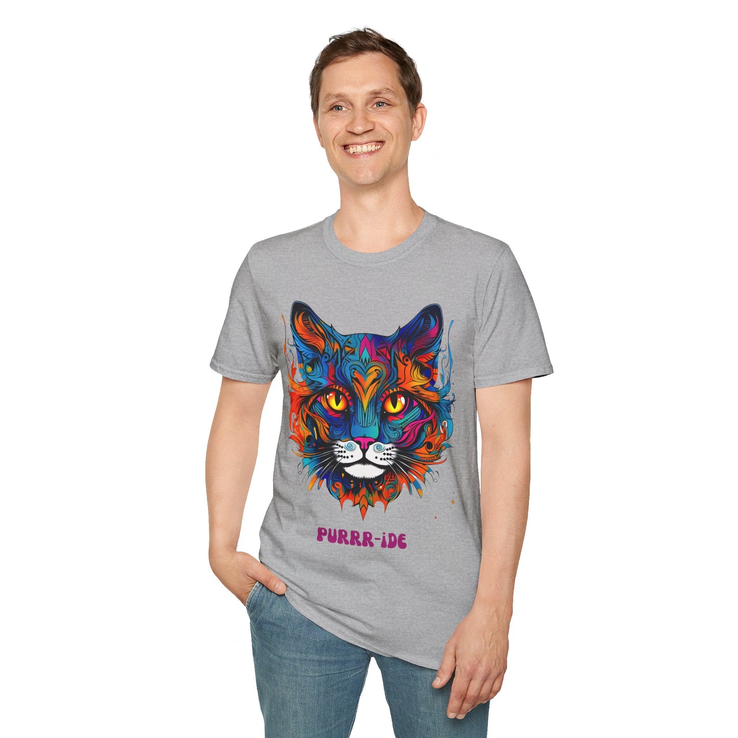 Pride - Purride Cat Shirt, Cat Lover's Christmas Gift Unisex Tee Shirt, T-Shirt Cat Lovers Gift Softstyle T-Shirt Tee Teeshirt LGBTQ+ Gift