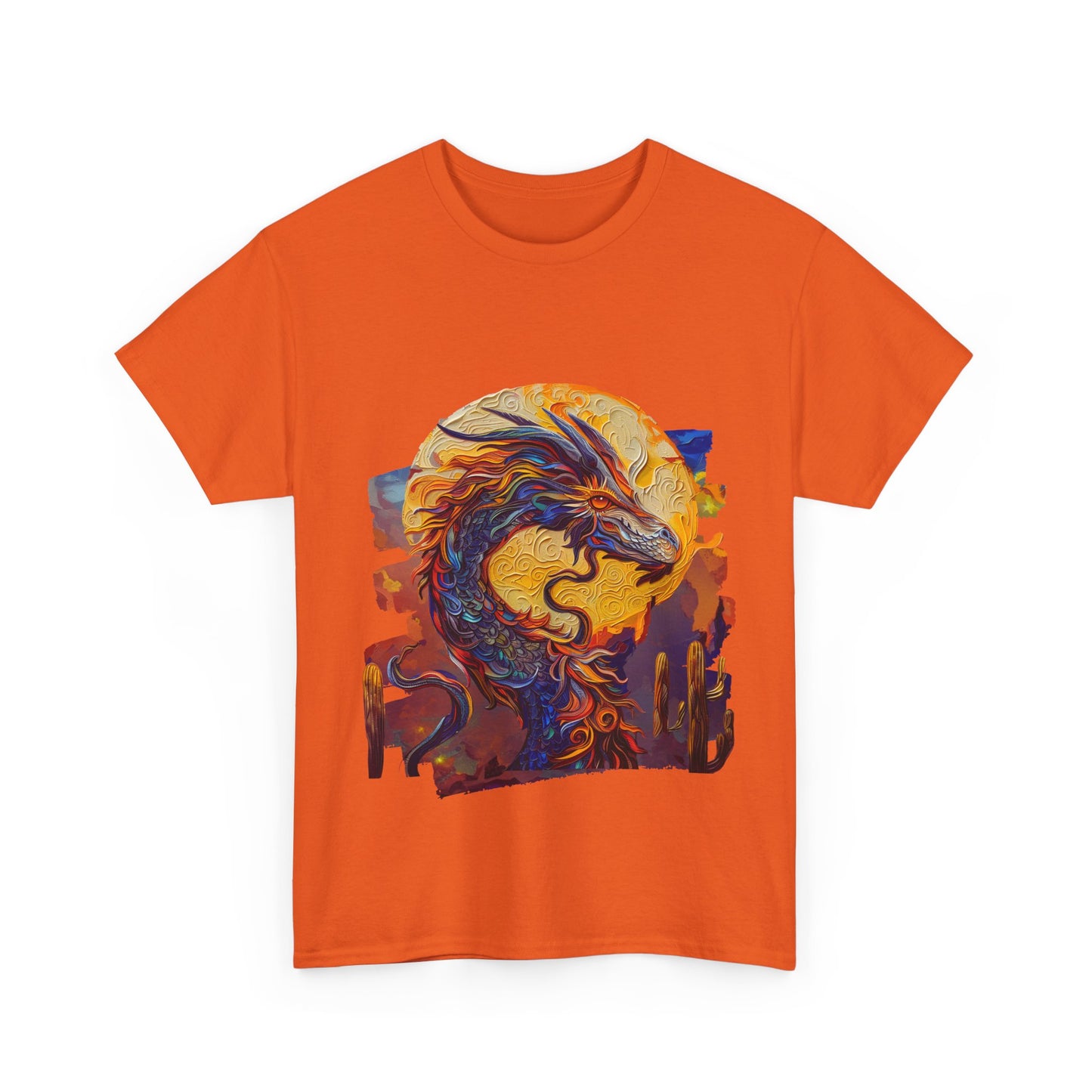 Desert Solar Dragon Graphic Tee - Dragon T-shirt - Dragon Lovers Unisex Heavy Cotton Tee T-Shirt