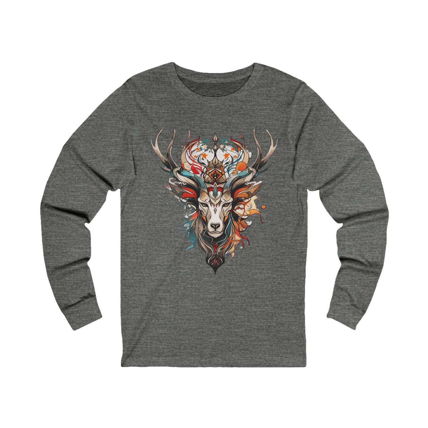 Reindeer Shirt, Deer - Reindeer, Lover's Gift Unisex Jersey Long Sleeve Tee Shirt, T-Shirt, Exotic or Tribal Reindeer
