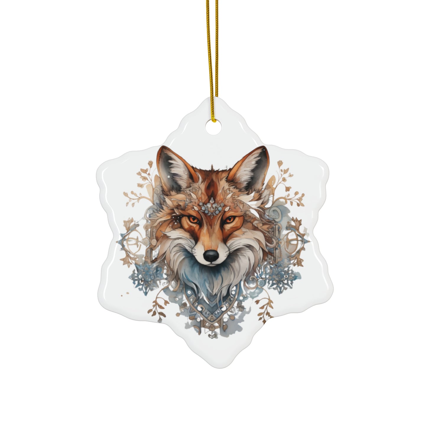 Red Fox, Holiday Fox- Christmas Fox Ceramic Christmas Ornament - Magical Fox, Spirit Medicine Ornament Gift - 4 Shapes