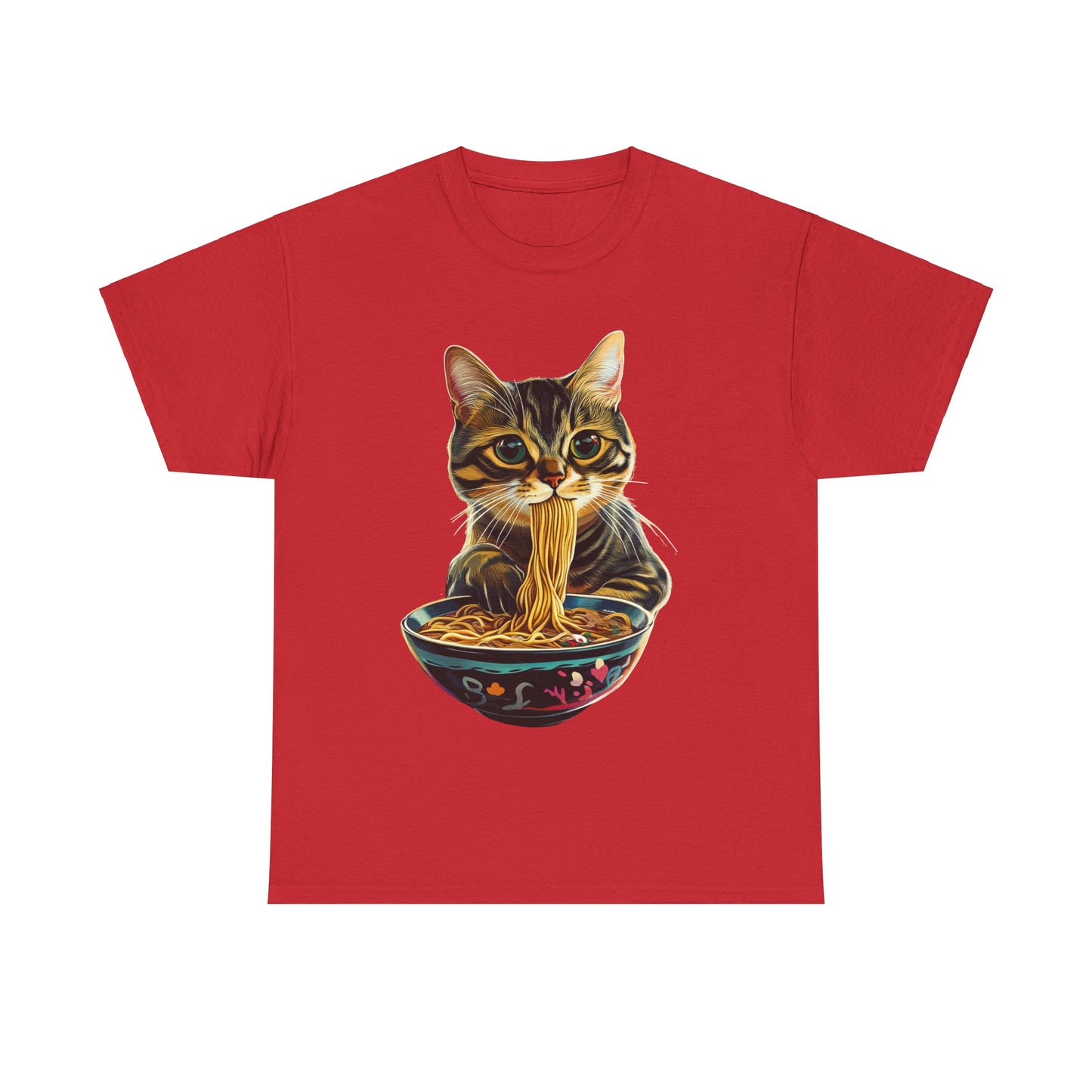 Ramen Cat (Ver 3) Cats and Ramen, Ramen Art Gift - Cute Cats Unisex Heavy Cotton Tee T-Shirt