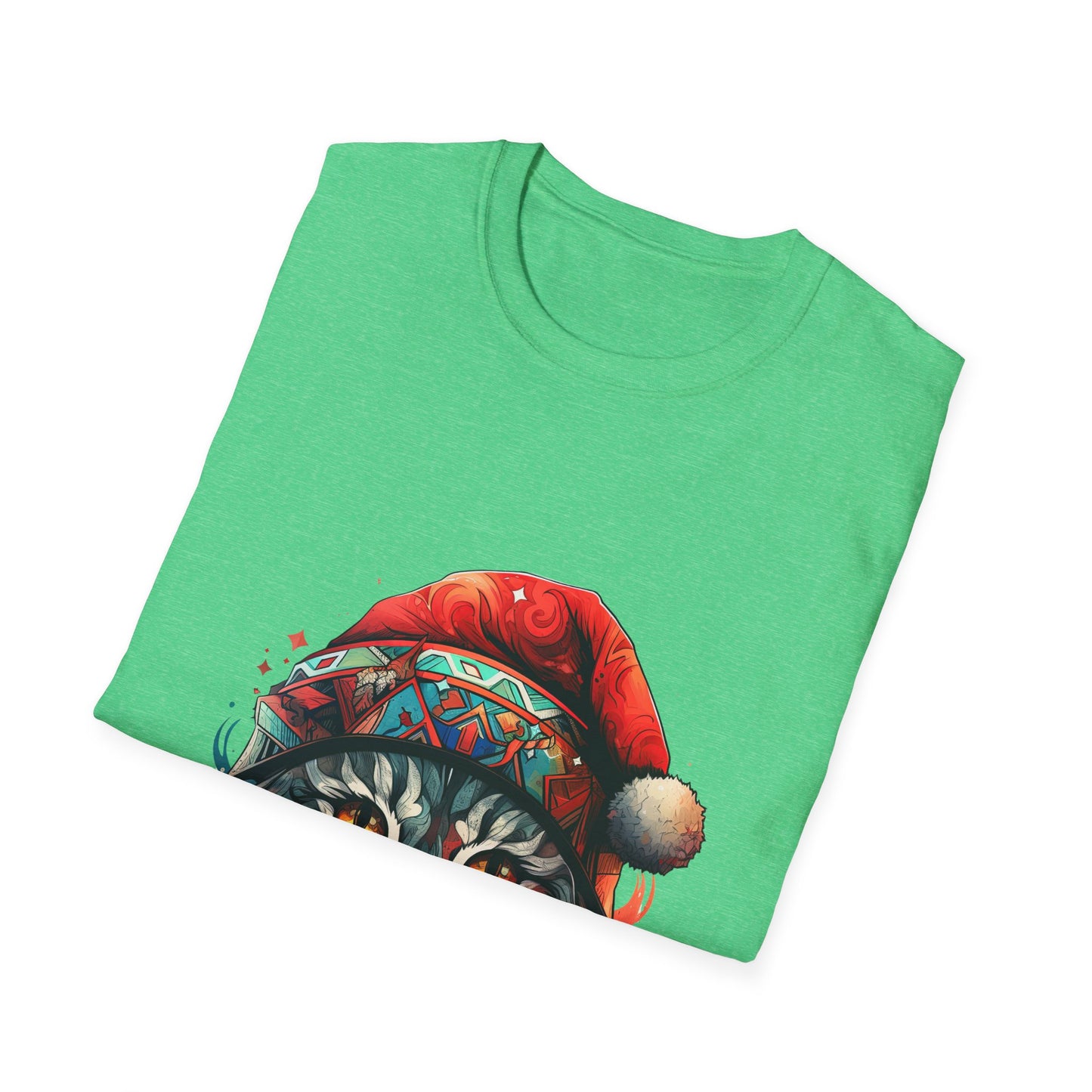 Santa Cats in Christmas Hat Holiday Christmas Cat Shirt, Cat Lover's Graphic Tee Graphic Unisex T- Shirt, T-Shirt Cat Lovers Gift Softstyle T-Shirt Tee Christmas JumperTeeshirt Stylized Cat
