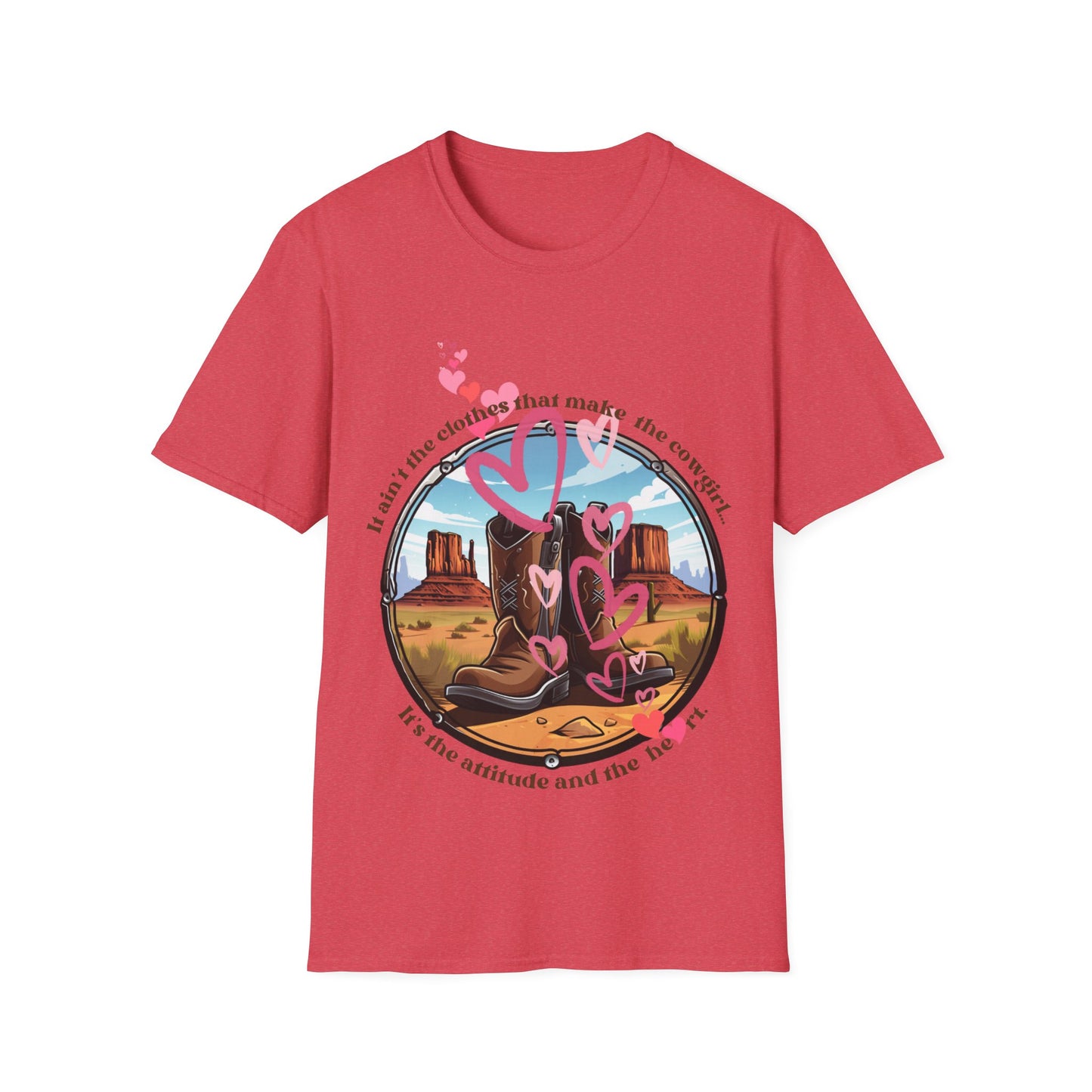 Cowgirl Heart Shirt, T-Shirt, Softstyle Unisex GraphicTee Shirt - Cowgirls Gear Southern Style, Southern Gift Shirt Cow Girl Attitude