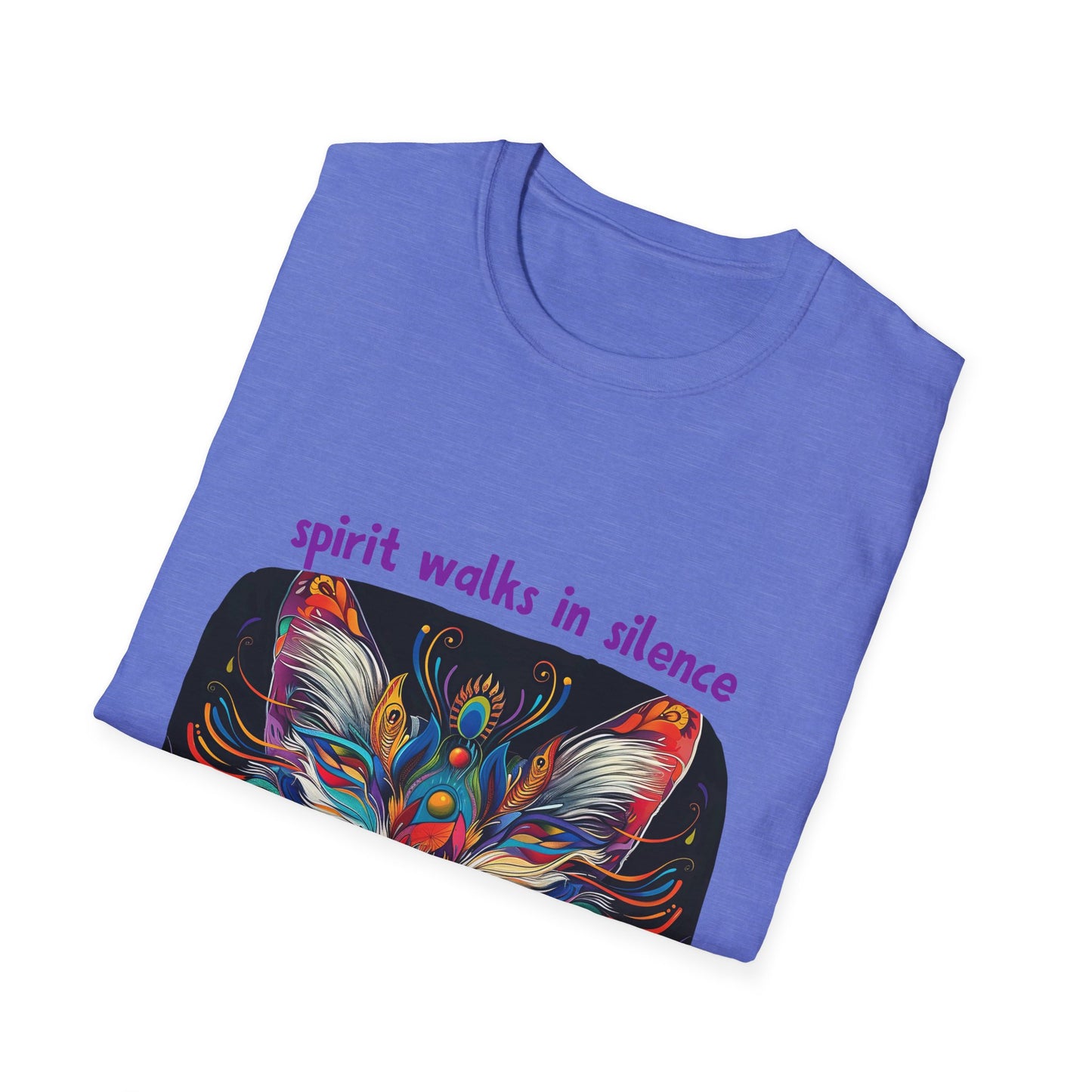 Spirit Walks in Silence, Wind Carries its Song - Shaman Graphic Cat Tee, Cat Lover's Graphic Tee Graphic Unisex T- Shirt, T-Shirt Cat Lovers Gift Softstyle T-Shirt Tee Teeshirt Stylized Cat