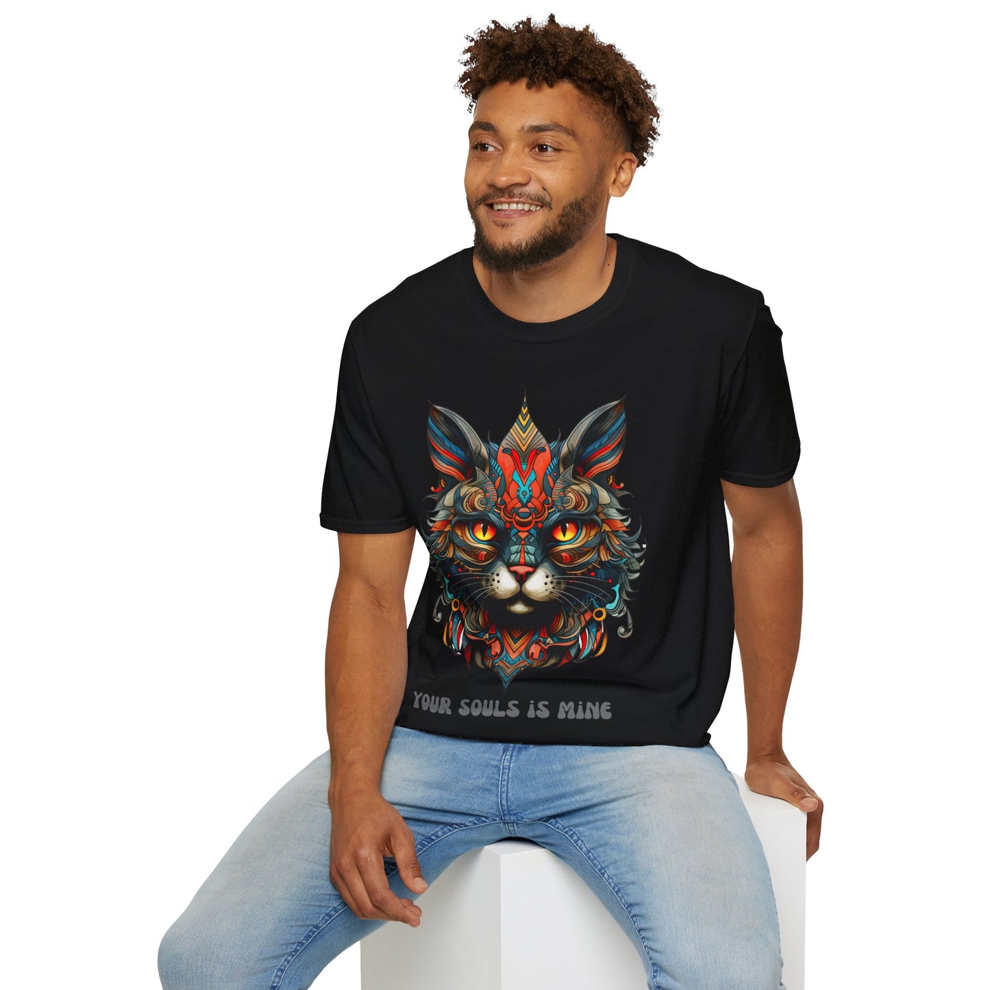 Your Soul is Mine Cat Lover's Unisex Tee Shirt, T-Shirt Cat Lovers Gift Softstyle T-Shirt Tee Teeshirt Stylized Exotic Cat