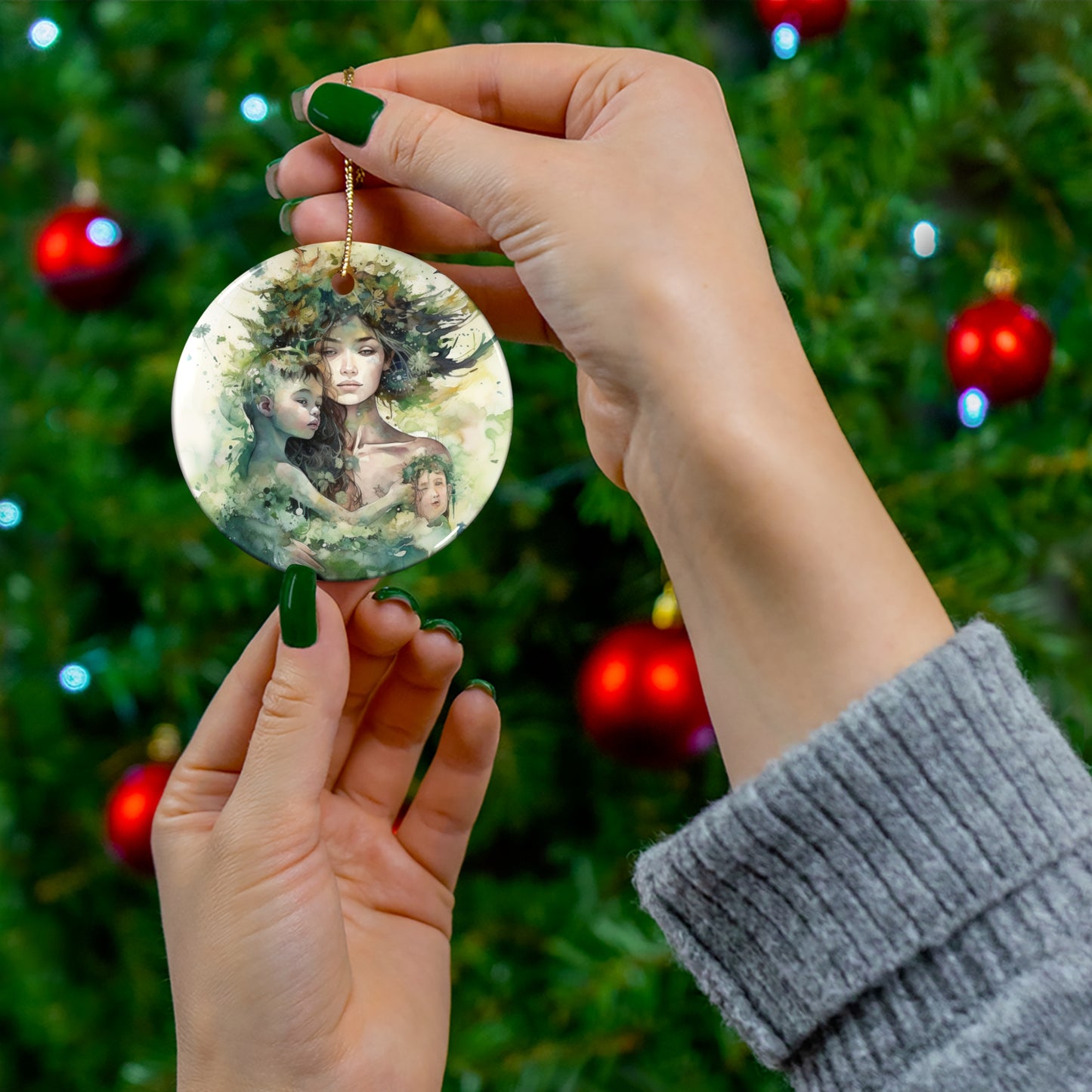 Earth Goddess, Goddess of Mother Earth, Earth Conservation Keepsake Ornament, Ceramic Ornament Earth Day Gift, Christmas for Earth Aware