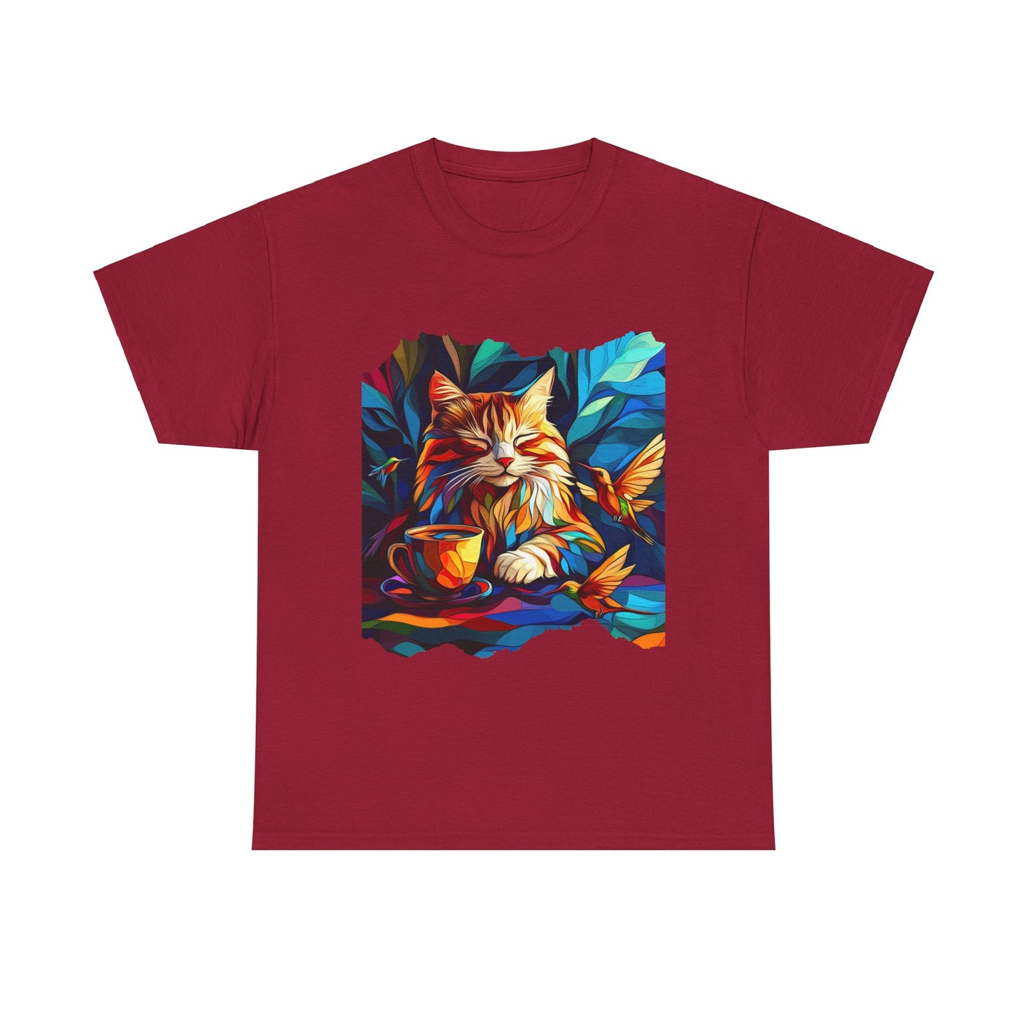 Coffee Cat - (V4) Cats and Coffee , Tea Shirt - T-shirt Coffee Lover - Cat Lover Unisex Heavy Cotton Tee T-Shirt
