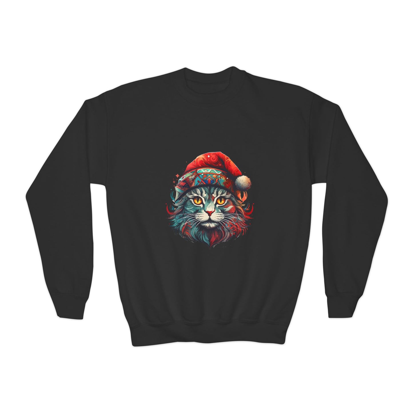 Christmas Cats in Santa Hats- Cats in Santa Hats Kids Sweatshirt - Adorable Youth Crewneck Sweatshirt -Christmas Cat Gift