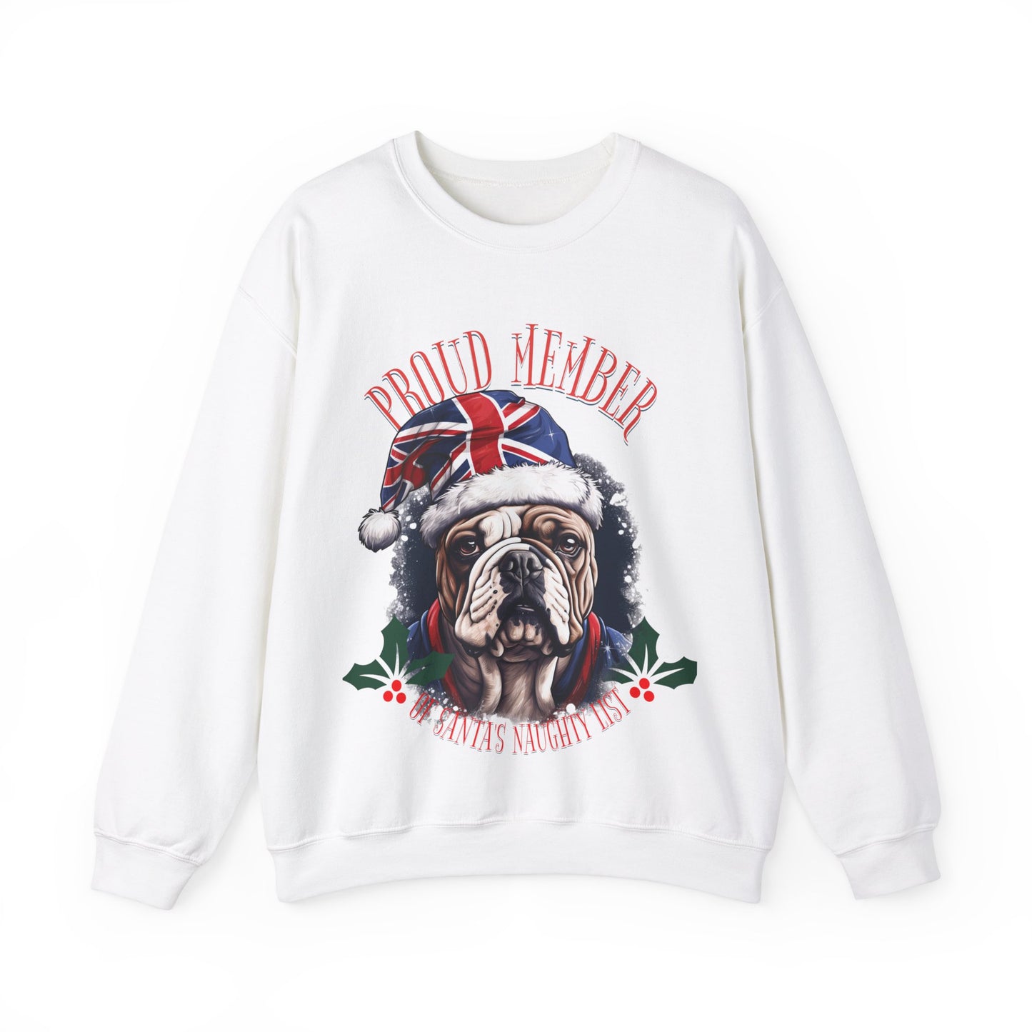 Santa's Naughty List British English Bulldog Anglophile Christmas Unisex Long Sleeve Jersey Cotton Shirt Mens Womens Sweatshirt Sweat Shirt