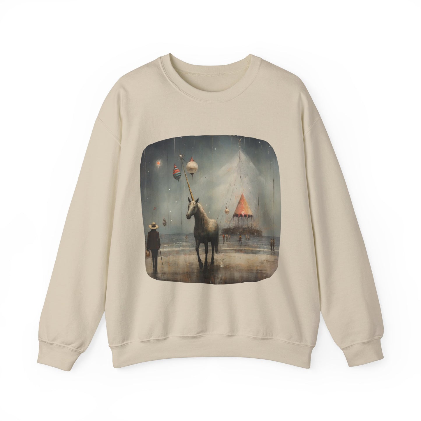 Unicorn on a Pier, Lone Unicorn Holiday Sweatshirt, Whimsical HolidayUnicorn Gift, Christmas Shirt Unisex Sweatshirt Sweat Shirt