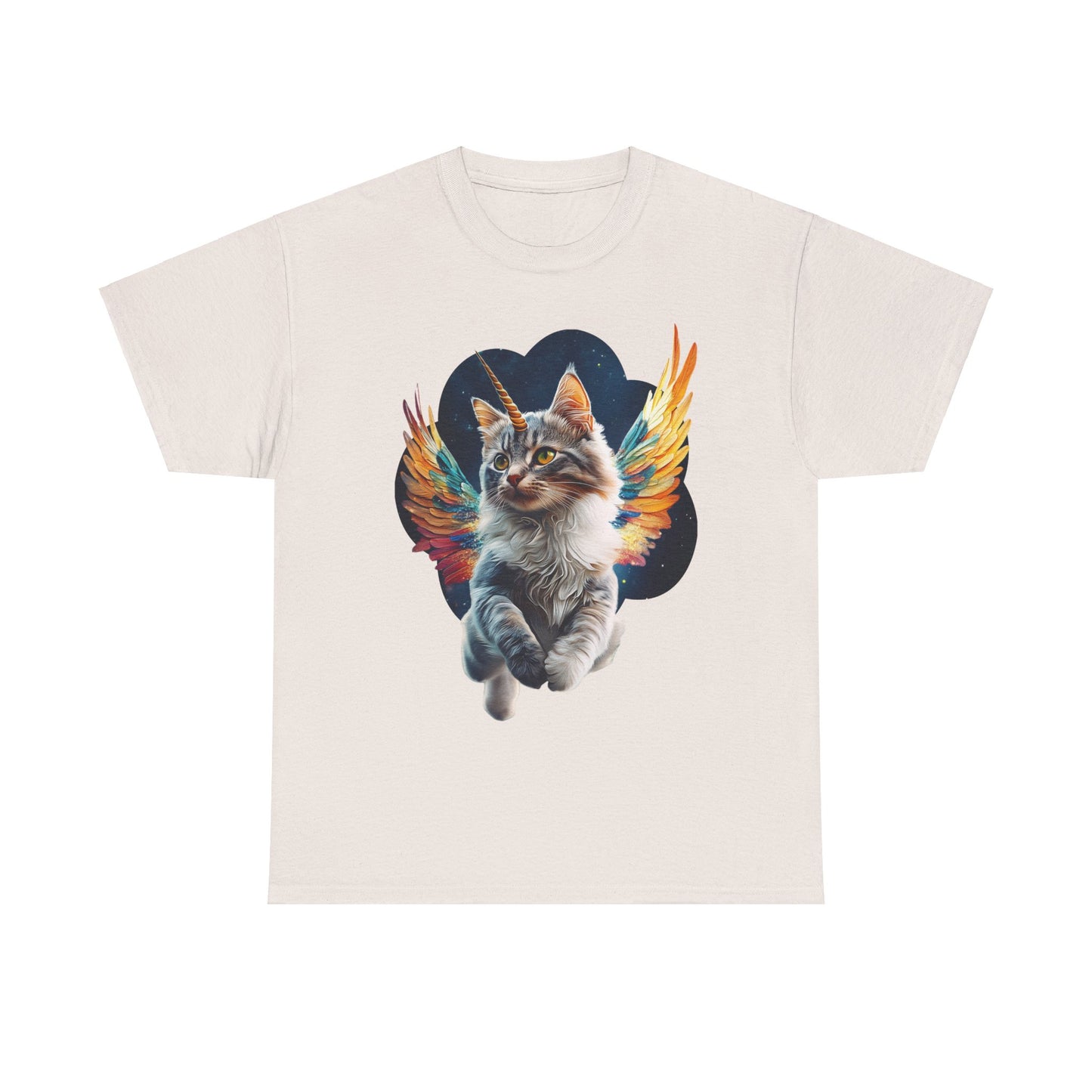 Unicorn Angel Cat, Cat Memorial Unicorn Angel Cat with Angel Wings Graphic Tee- Cat Gift Unisex Heavy Cotton Tee T-Shirt