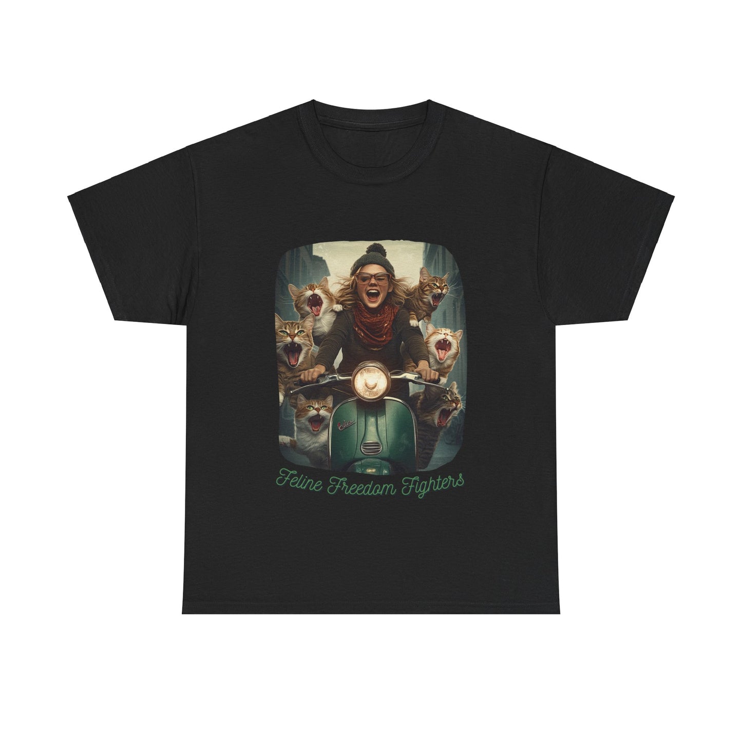 Childless Cat Lady Shirt - "Feline Freedom Fighters" - Say NO to Ignorance-Unisex Heavy Cotton Tee