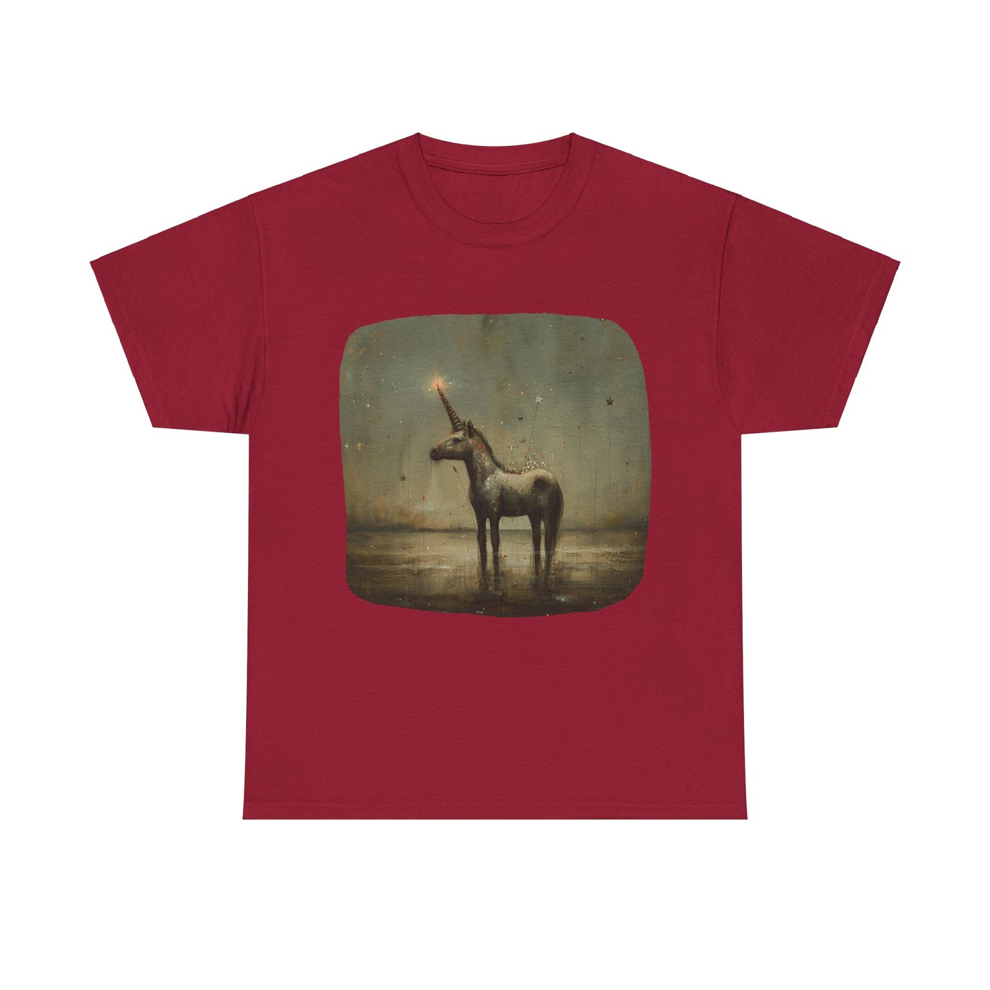 Dark Candlelit Unicorn Streetwear Unicorn Graphic T Tee - Unicorn Lovers Unisex Heavy Cotton Tee T-Shirt