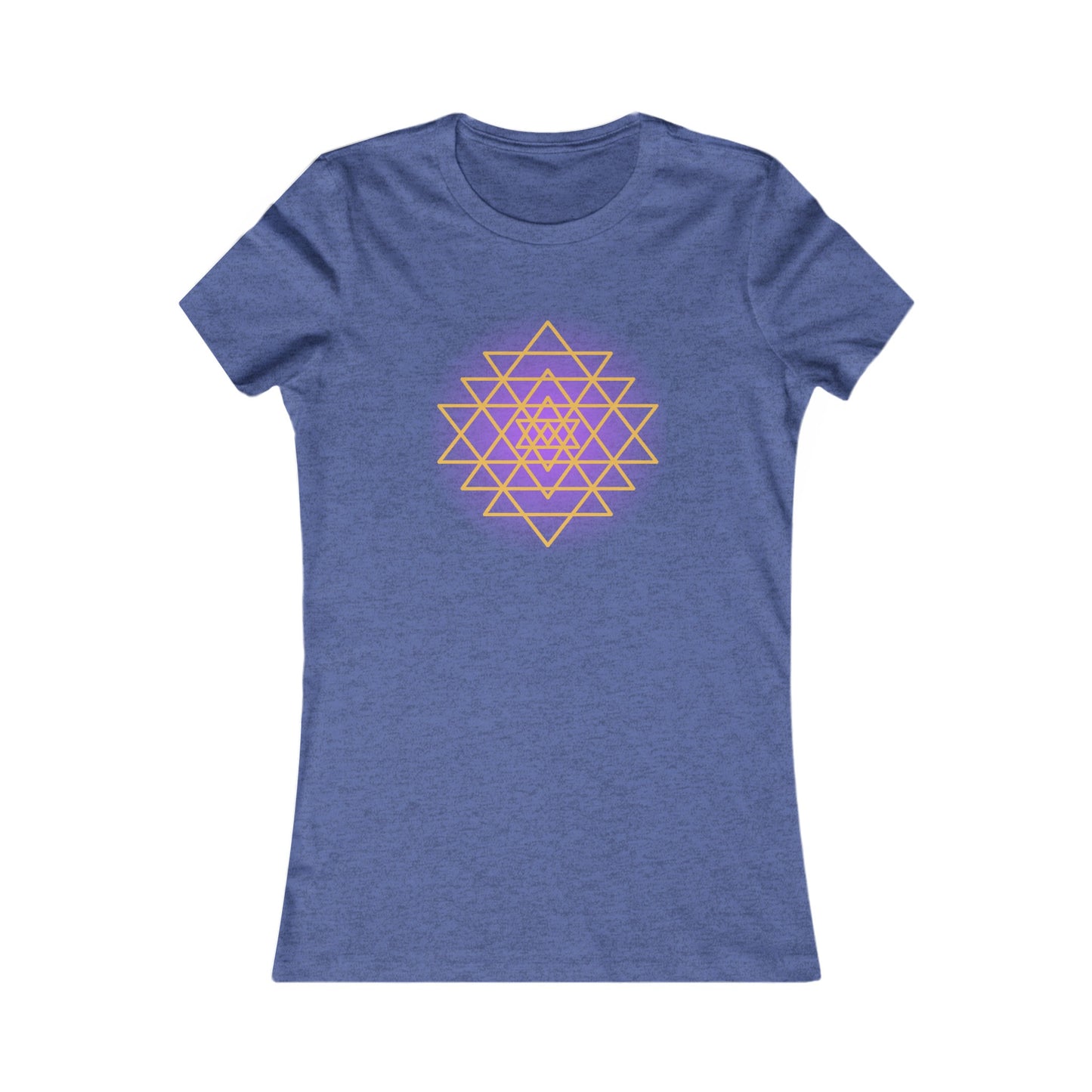 Sacred Geometry Sri Yantra -Purple Glow - Shree Yantra, Shri Chakra, Nava Chakra Shirt, Yoga Tees, Yoga Graphic T-shirt, Ladies Cut Graphic Tees