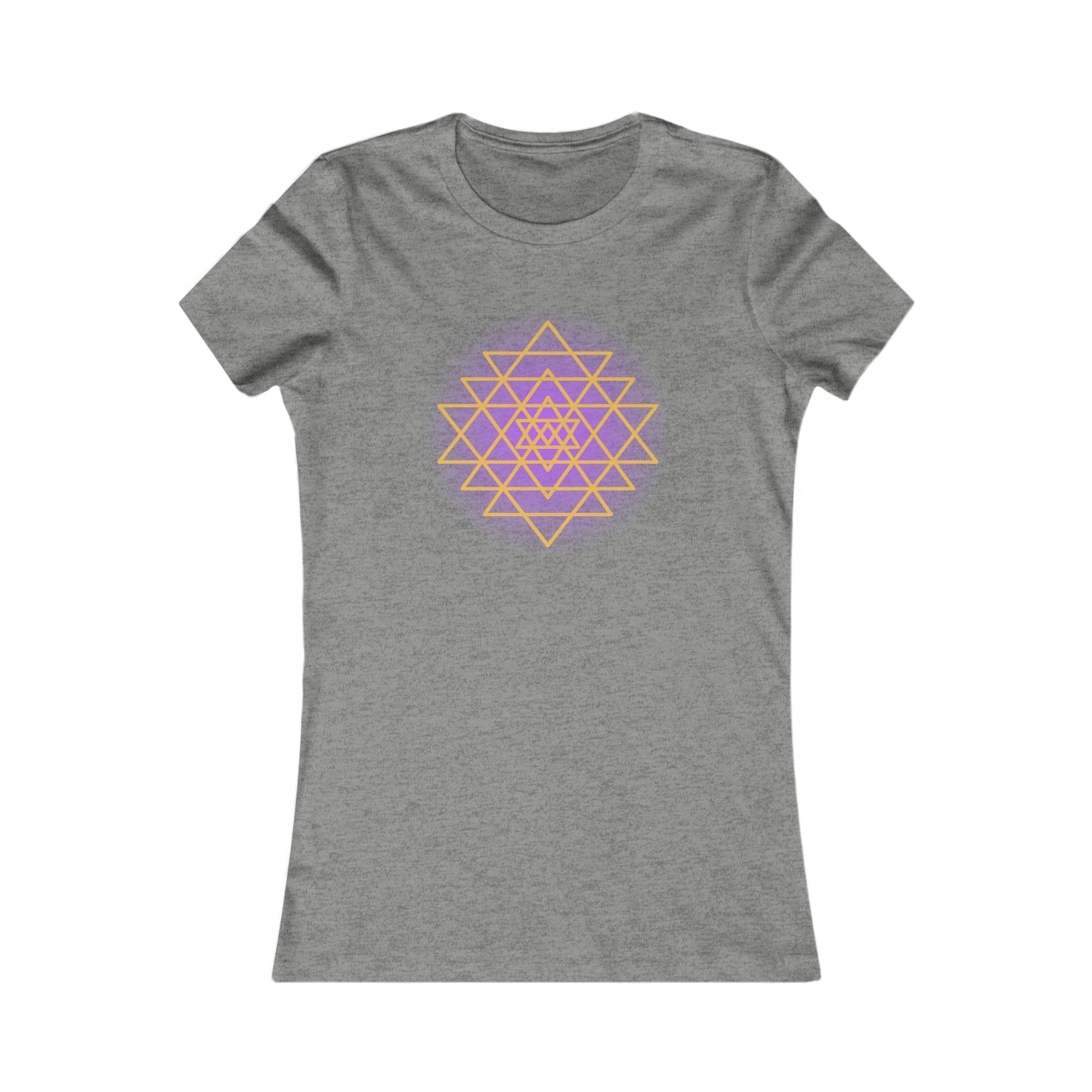 Sacred Geometry Sri Yantra -Purple Glow - Shree Yantra, Shri Chakra, Nava Chakra Shirt, Yoga Tees, Yoga Graphic T-shirt, Ladies Cut Graphic Tees