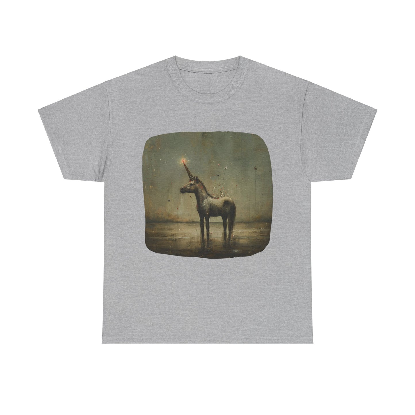 Dark Candlelit Unicorn Streetwear Unicorn Graphic T Tee - Unicorn Lovers Unisex Heavy Cotton Tee T-Shirt