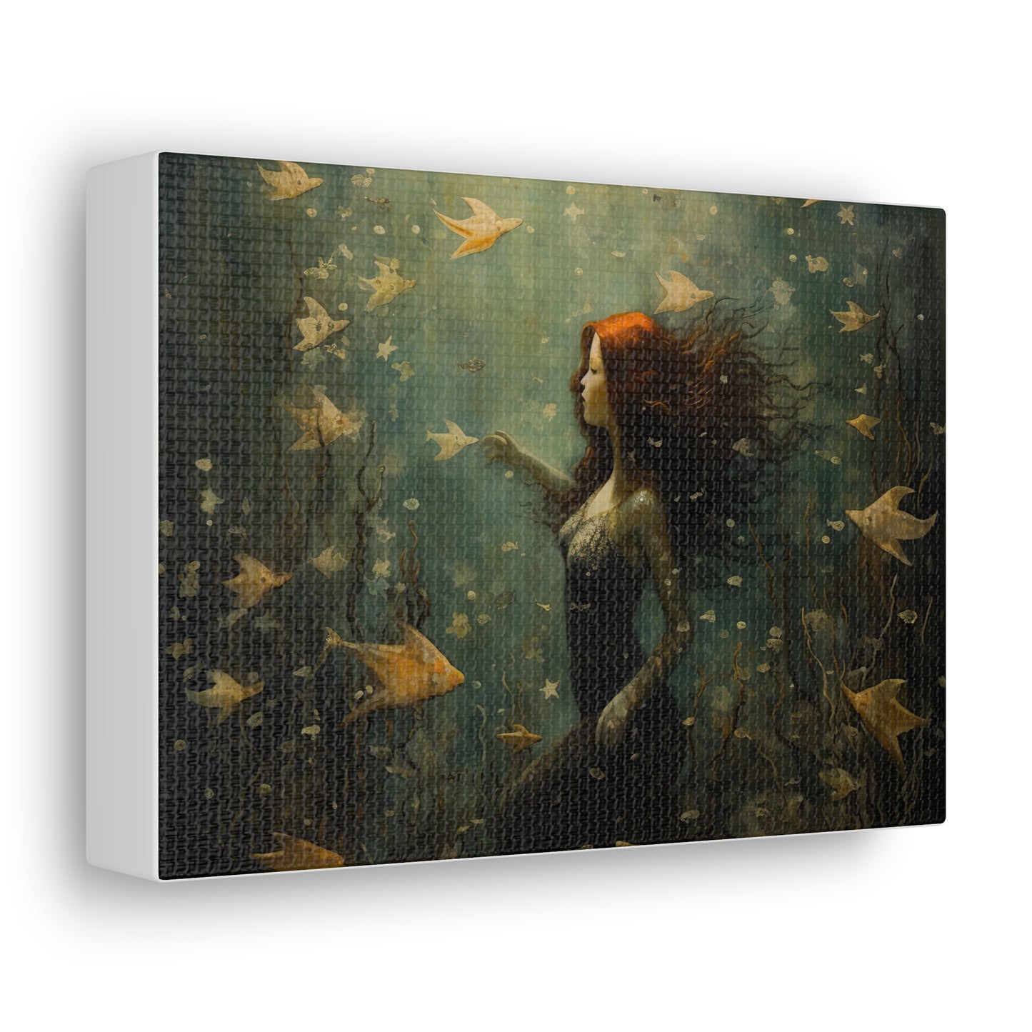 Mermaid Wall Art, Underwater Scene, Mystical Wall Art, Canvas, Kids or Adults Room, Creative Wall Art Painting Pastel