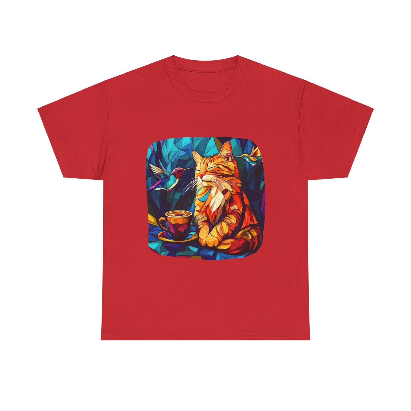 Coffee Cat (V2) - Cats and Coffee , Tea Shirt - T-shirt Coffee Lover - Cat Lover Unisex Heavy Cotton Tee T-Shirt