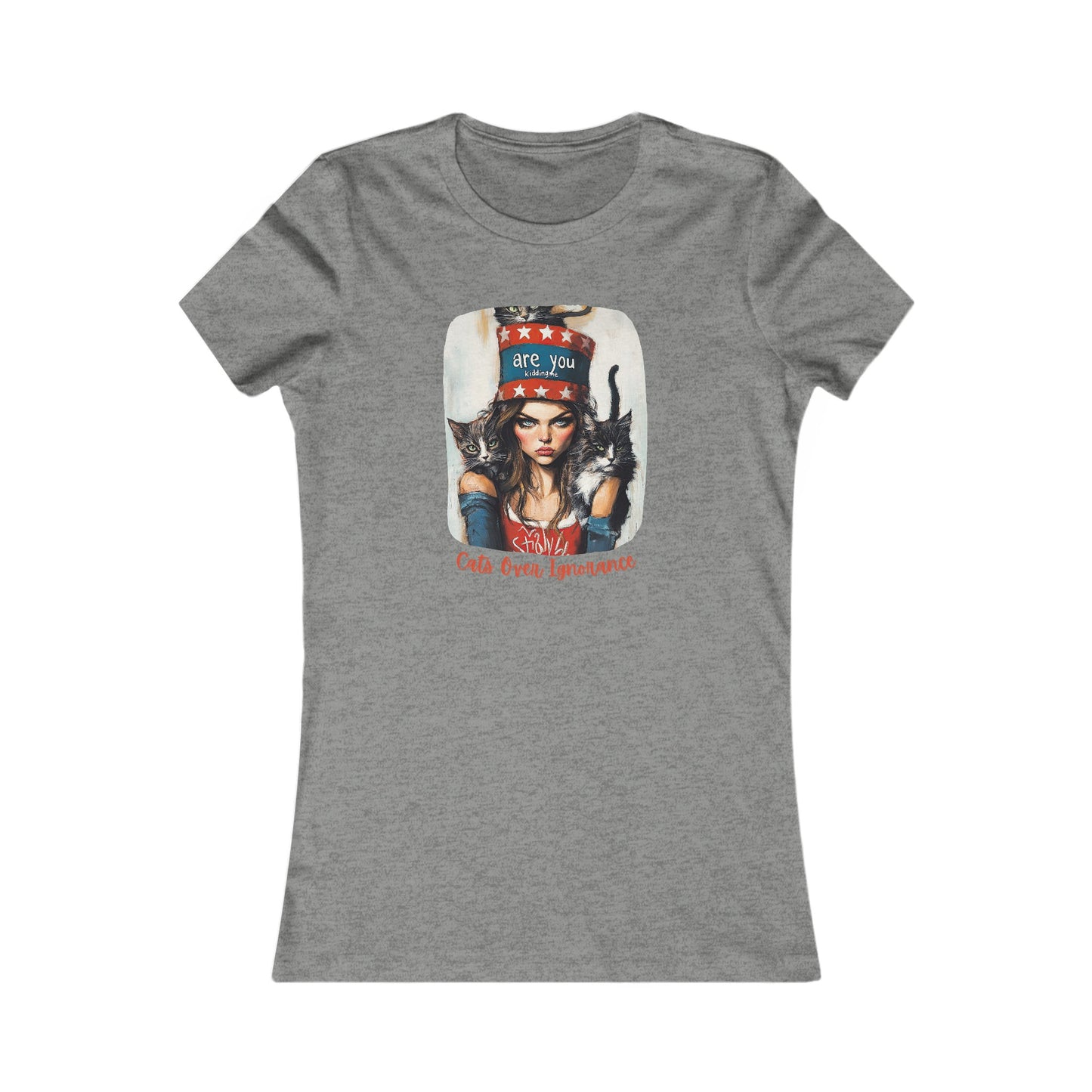 Childless Cat Lady Shirt - "Cats Over Ignorance" - (Version 2) T-shirt, Ladies Cut T's,