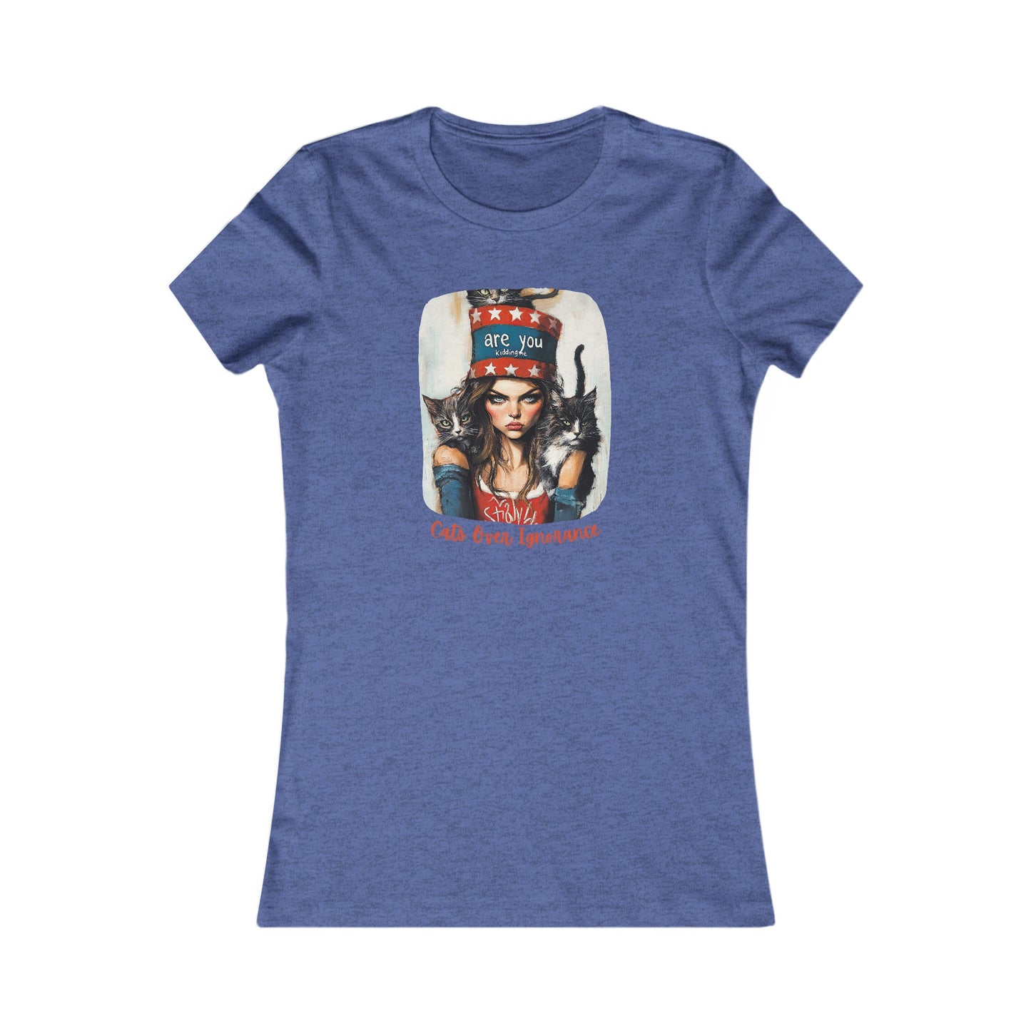 Childless Cat Lady Shirt - "Cats Over Ignorance" - (Version 2) T-shirt, Ladies Cut T's,