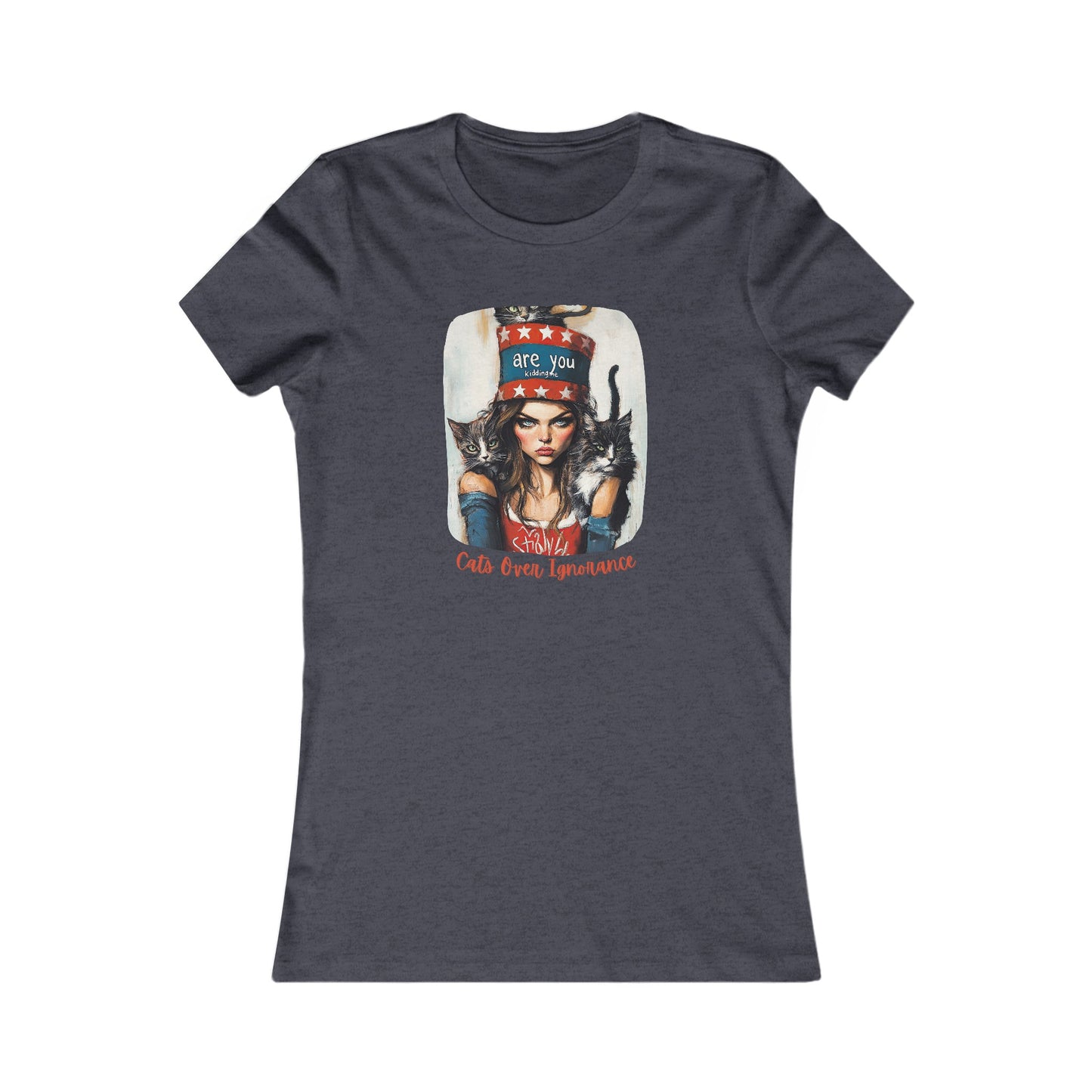 Childless Cat Lady Shirt - "Cats Over Ignorance" - (Version 2) T-shirt, Ladies Cut T's,