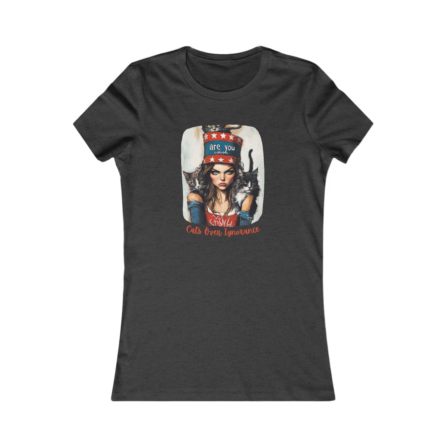 Childless Cat Lady Shirt - "Cats Over Ignorance" - (Version 2) T-shirt, Ladies Cut T's,