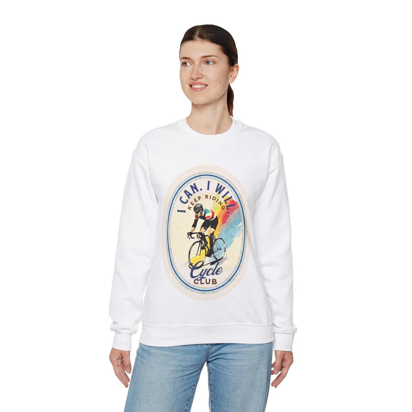 Cycle Club. I Can I Will Bicycle Gift Cycling Lovers Gift - Inspirational Unisex Long Sleeve Jersey Cotton Shirt Mens Women's Sweatshirt Sweat Shirt
