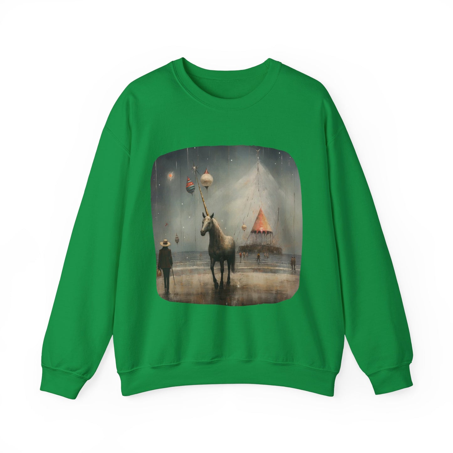 Unicorn on a Pier, Lone Unicorn Holiday Sweatshirt, Whimsical HolidayUnicorn Gift, Christmas Shirt Unisex Sweatshirt Sweat Shirt