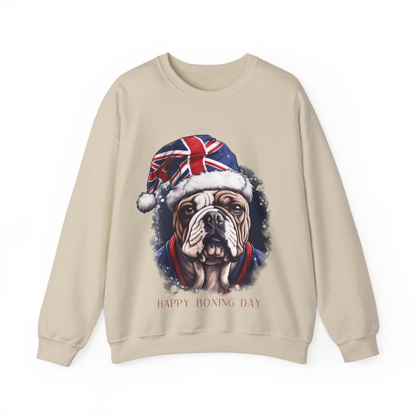 Happy Boxing Day - British English Bulldog - Happy Boxing Day- Christmas Unisex Long Sleeve Jersey Cotton Shirt Mens Womens Sweatshirt Sweat Shirt