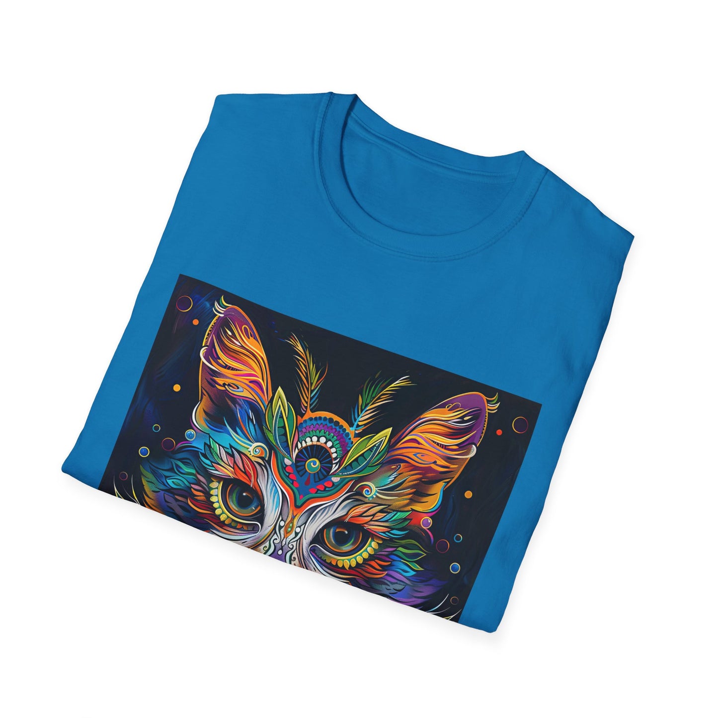 "Embrace the Spirit Within" Cat Shaman Graphic Cat Tee, Cat Lover's Graphic Tee Graphic Unisex T- Shirt, T-Shirt Cat Lovers Gift Softstyle T-Shirt Tee Teeshirt Stylized Cat