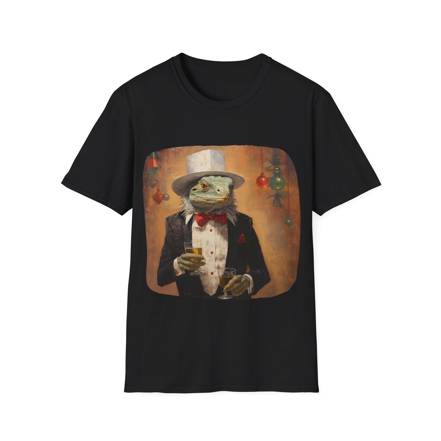 Cocktails, Drinking Iguana, Holiday Party Shirt, Drinking, Holiday and New years Gift Unisex Tee Shirt, T-Shirt Softstyle T-Shirt Tee Teeshirt - New Years Too!