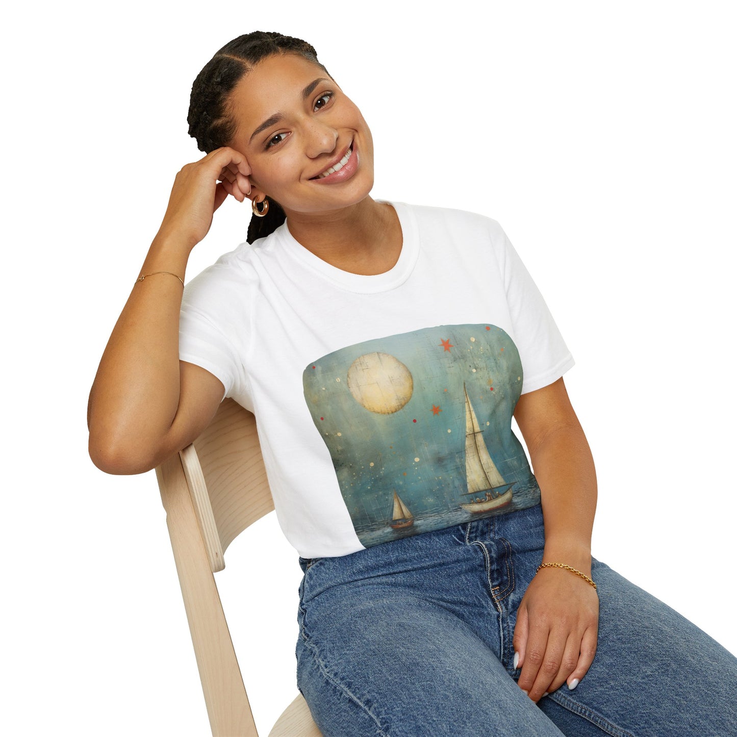 Nautical, Sailing Lover's Peaceful Seas Unisex Tee Shirt, T-Shirt Sailing Gift Softstyle T-Shirt Tee Teeshirt Nautical Florida Gift