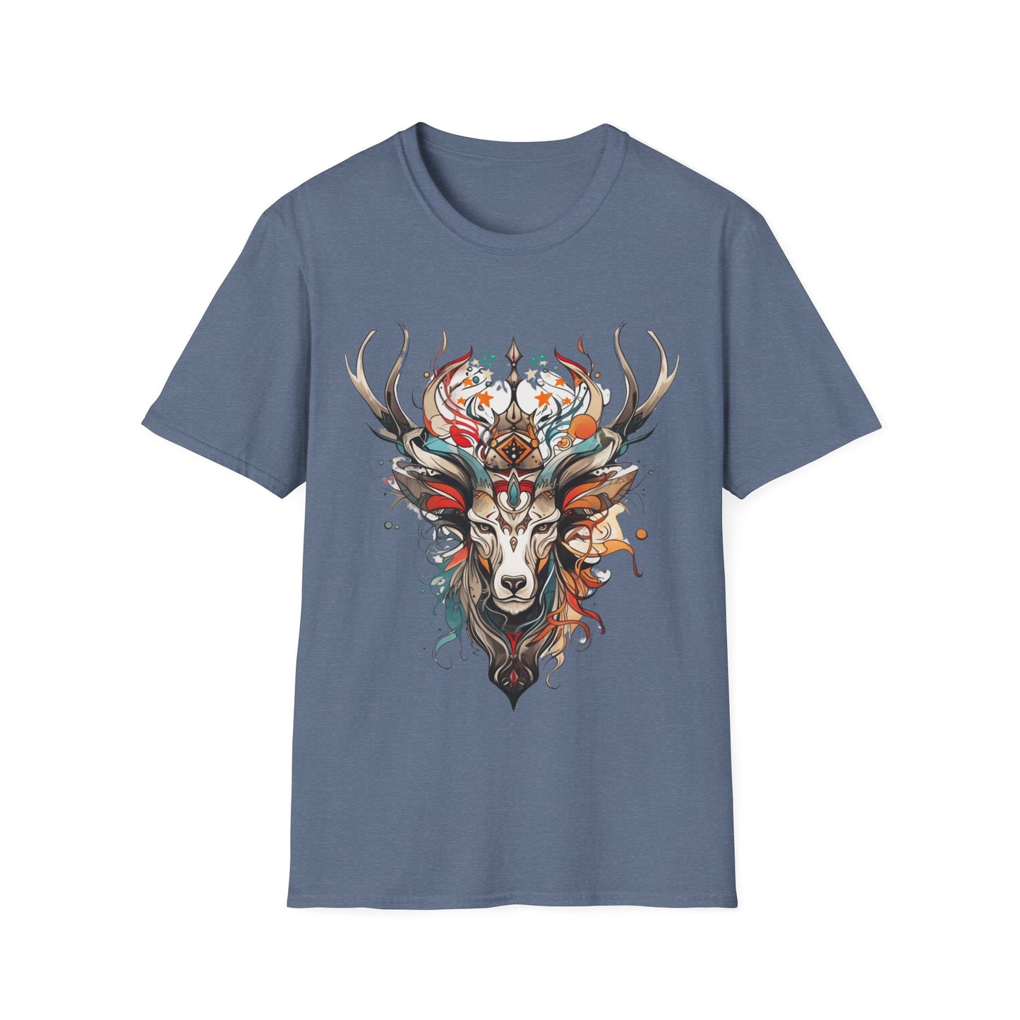 Tribal Reindeer Deer, Buck, Reindeer, Deer Medicine Shirt Mens Woman's Unisex Shirt, Softstyle T-Shirt Tee Teeshirt
