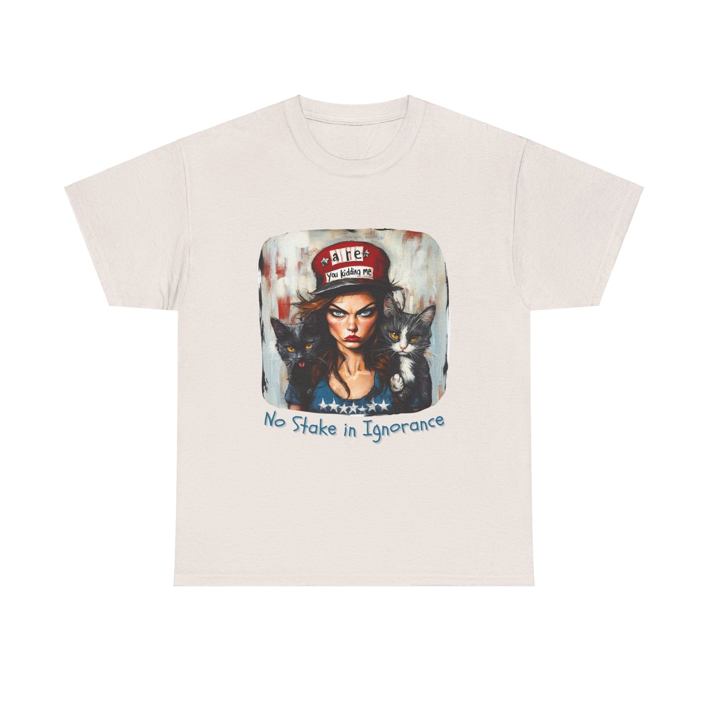 Childless Cat Lady Shirt - "No Stake in Ignorance" - , Say NO to Ignorance - Unisex Heavy Cotton Tee
