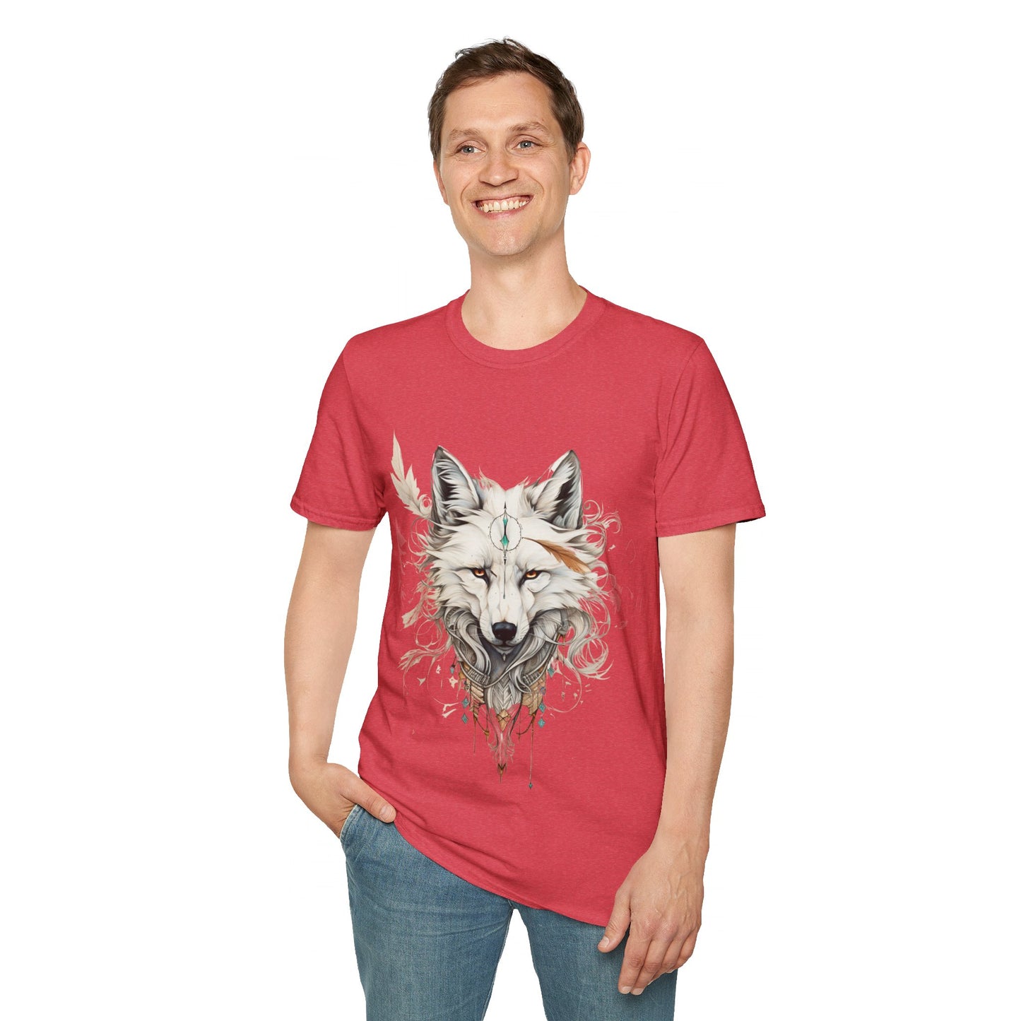 White Snow Fox Shirt, Fox Lover's Gift, Unisex Tee Shirt, T-Shirt Fox Totem Spirit Medicine Softstyle T-Shirt Tee Teeshirt White Fox