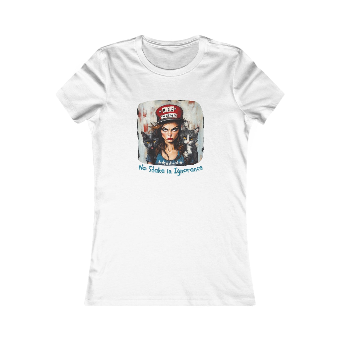 Childless Cat Lady Shirt - "No Stake in Ignorance" - , Ladies Cut T's,