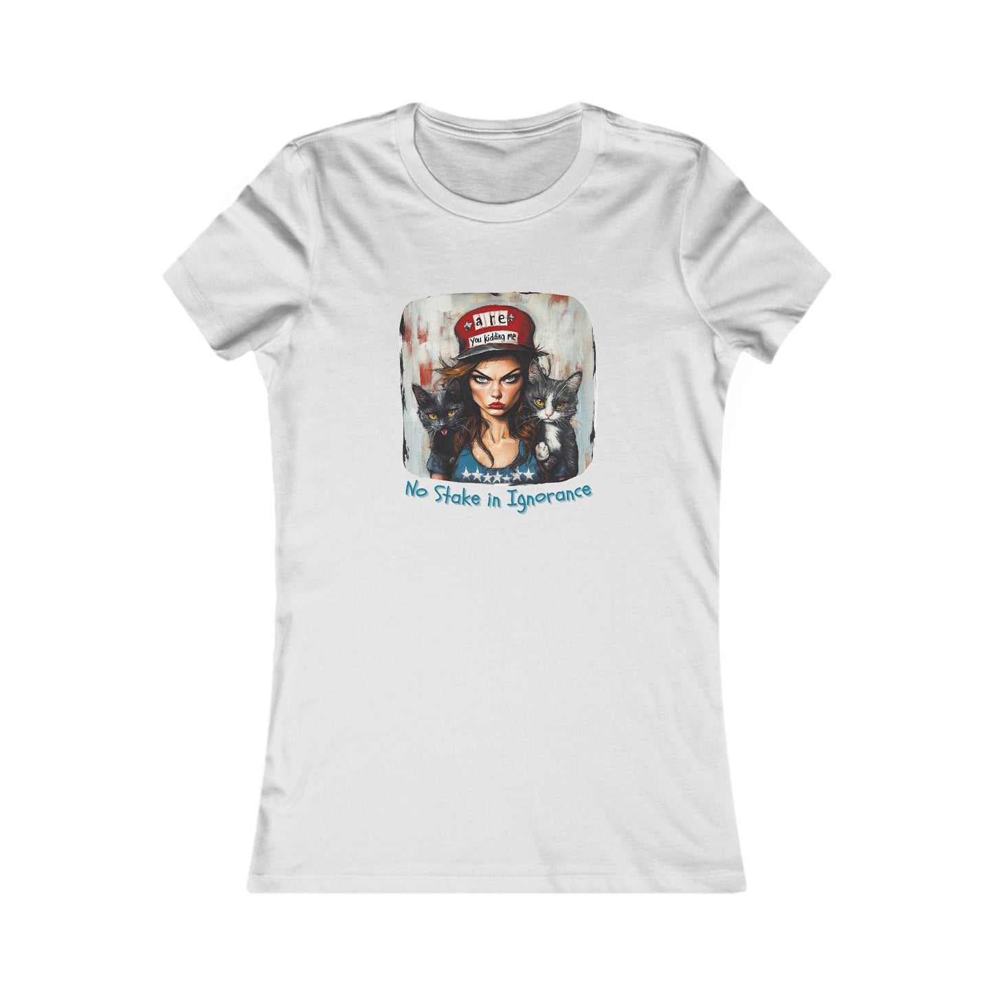 Childless Cat Lady Shirt - "No Stake in Ignorance" - , Ladies Cut T's,