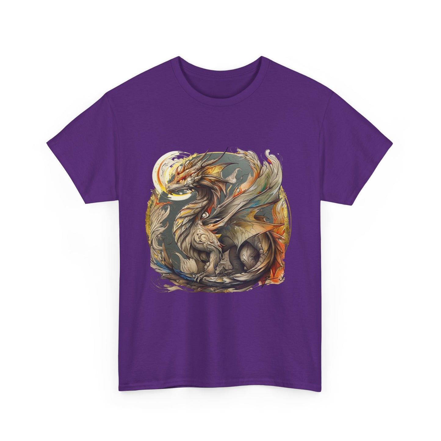 Flying Dragon Graphic Tee - Dragons and Ancestors - Dragon Lovers Unisex Heavy Cotton Tee T-Shirt