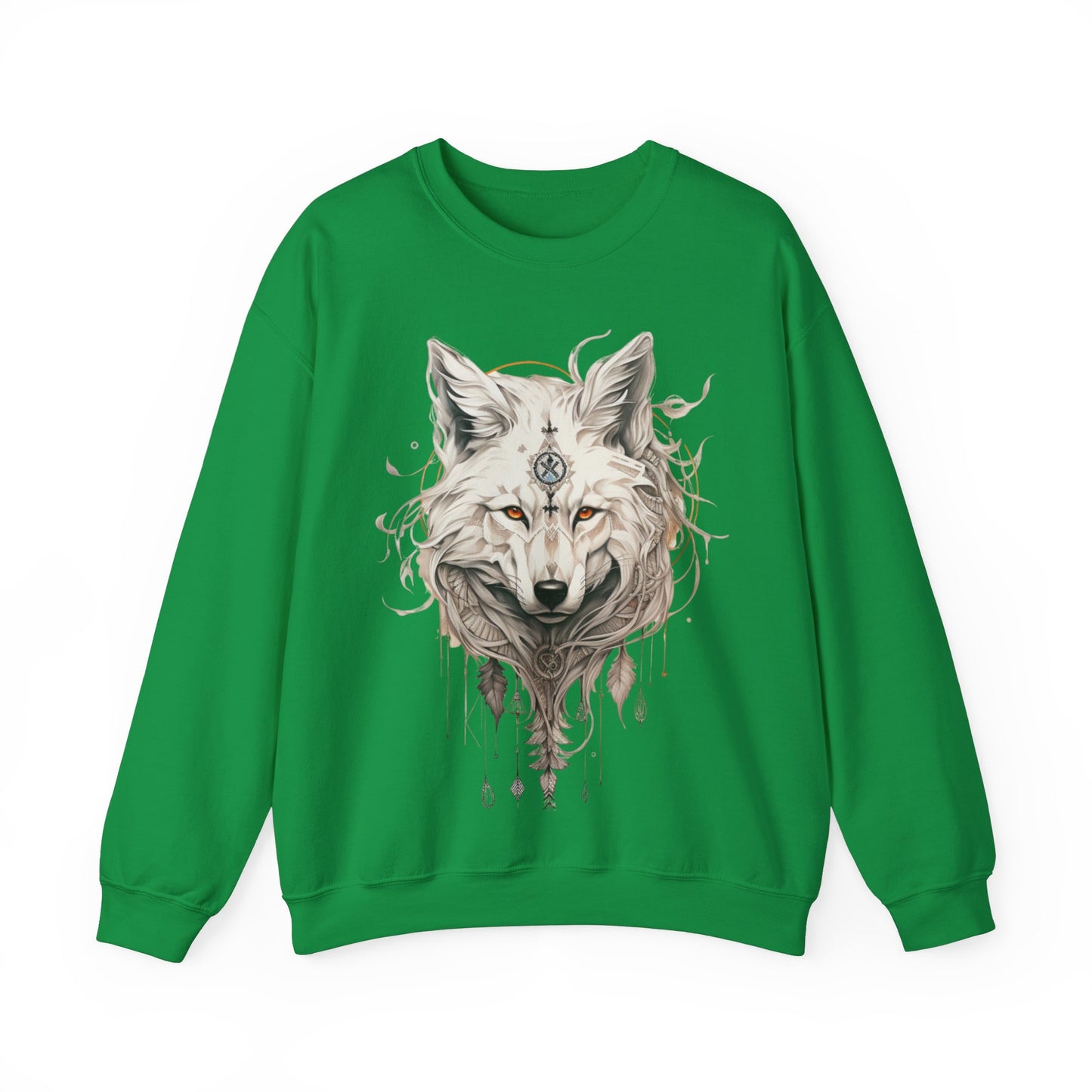 Tribal Style White Wolf, Lone Wolf Sweatshirt, Wolf Totem Gift, Canada, Northern US Wolf Conservation Shirt Unisex Sweatshirt Sweat Shirt