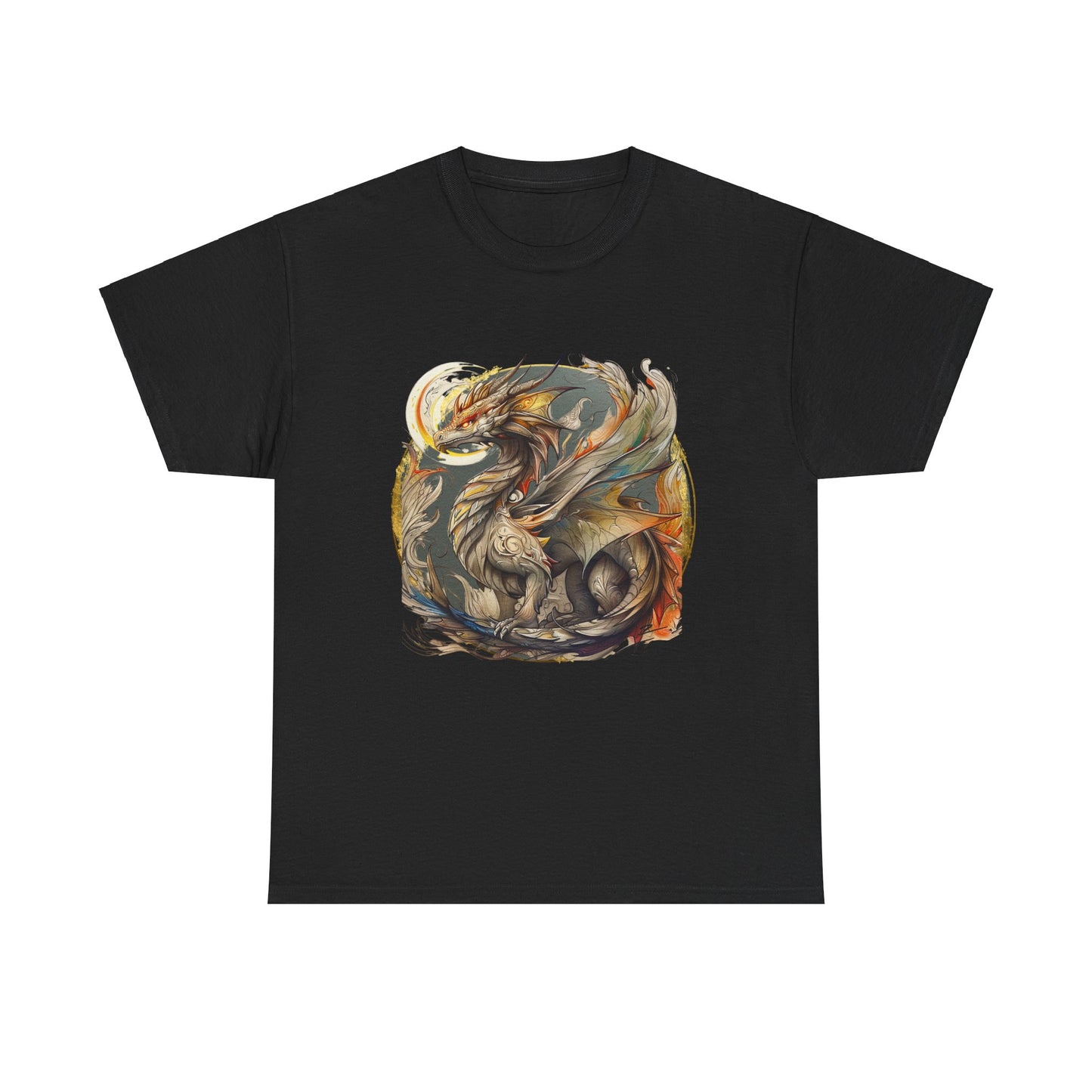Flying Dragon Graphic Tee - Dragons and Ancestors - Dragon Lovers Unisex Heavy Cotton Tee T-Shirt