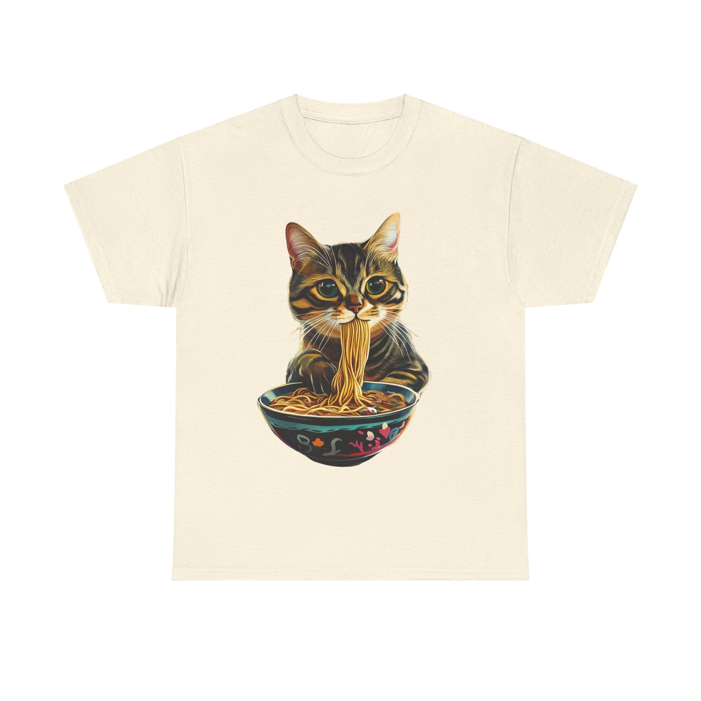 Ramen Cat (Ver 3) Cats and Ramen, Ramen Art Gift - Cute Cats Unisex Heavy Cotton Tee T-Shirt