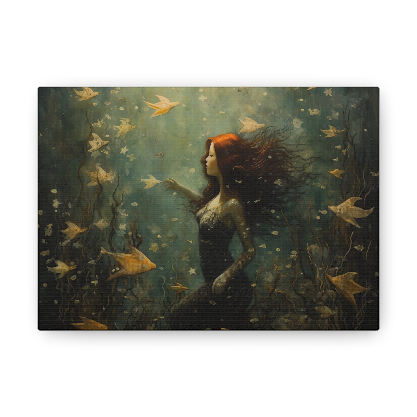 Mermaid Wall Art, Underwater Scene, Mystical Wall Art, Canvas, Kids or Adults Room, Creative Wall Art Painting Pastel
