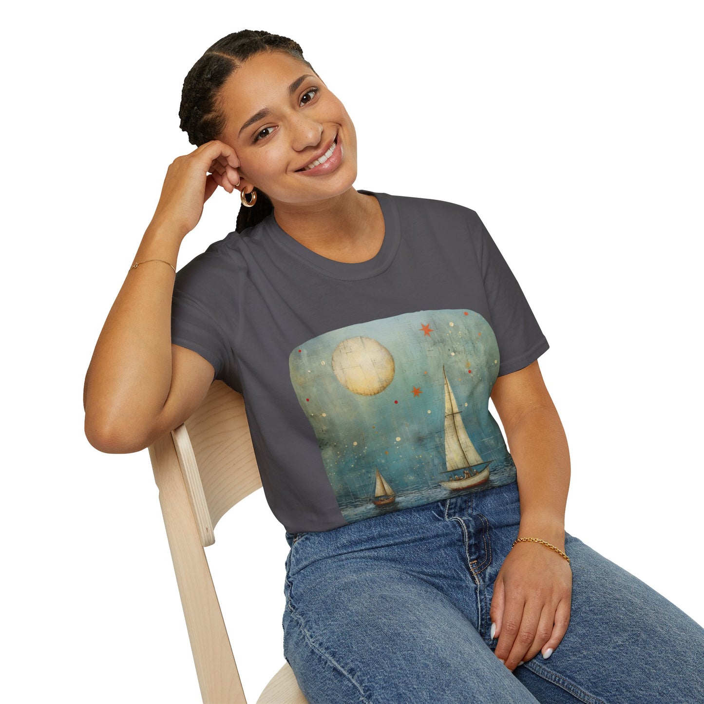 Nautical, Sailing Lover's Peaceful Seas Unisex Tee Shirt, T-Shirt Sailing Gift Softstyle T-Shirt Tee Teeshirt Nautical Florida Gift