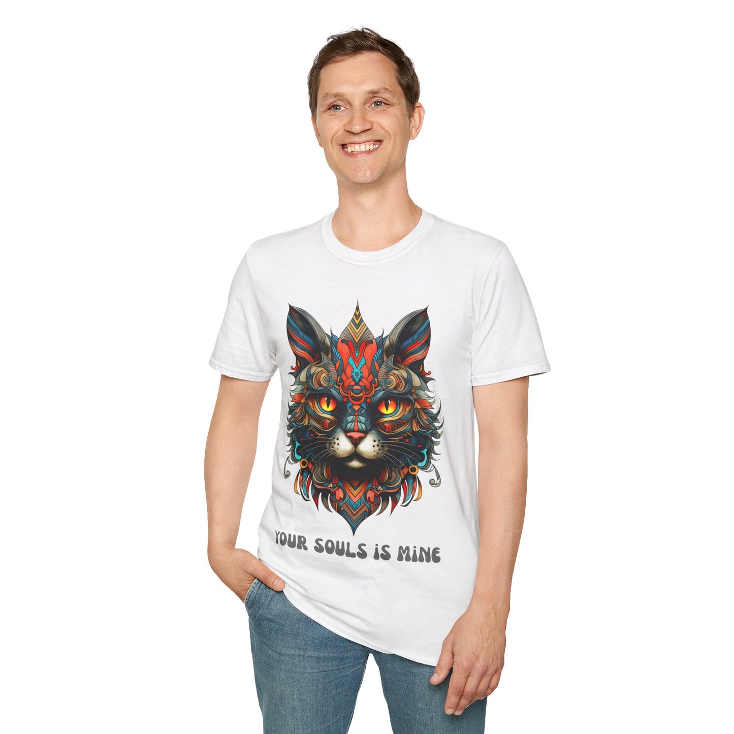 Your Soul is Mine Cat Lover's Unisex Tee Shirt, T-Shirt Cat Lovers Gift Softstyle T-Shirt Tee Teeshirt Stylized Exotic Cat