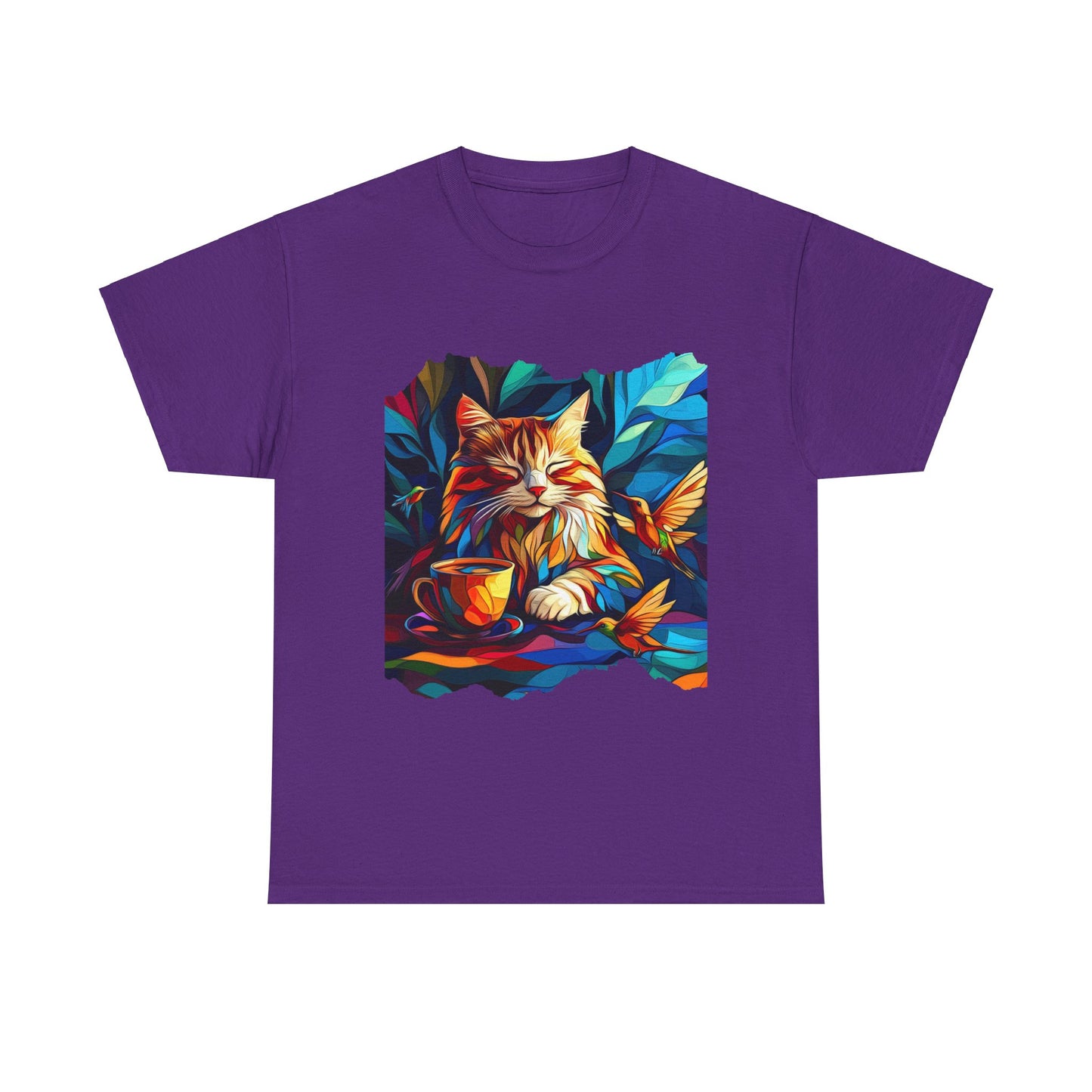 Coffee Cat - (V4) Cats and Coffee , Tea Shirt - T-shirt Coffee Lover - Cat Lover Unisex Heavy Cotton Tee T-Shirt
