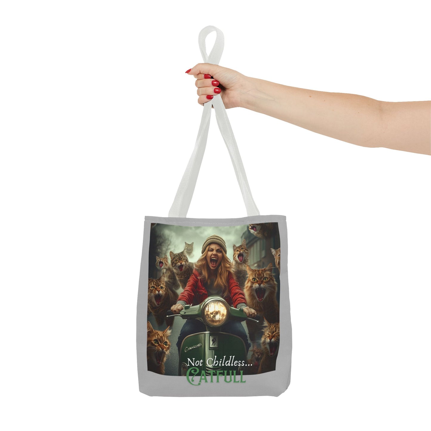 "Not Childless... Catfull" Cat Lady Tote Bag Childless Cat Lady Tote Bag (AOP)