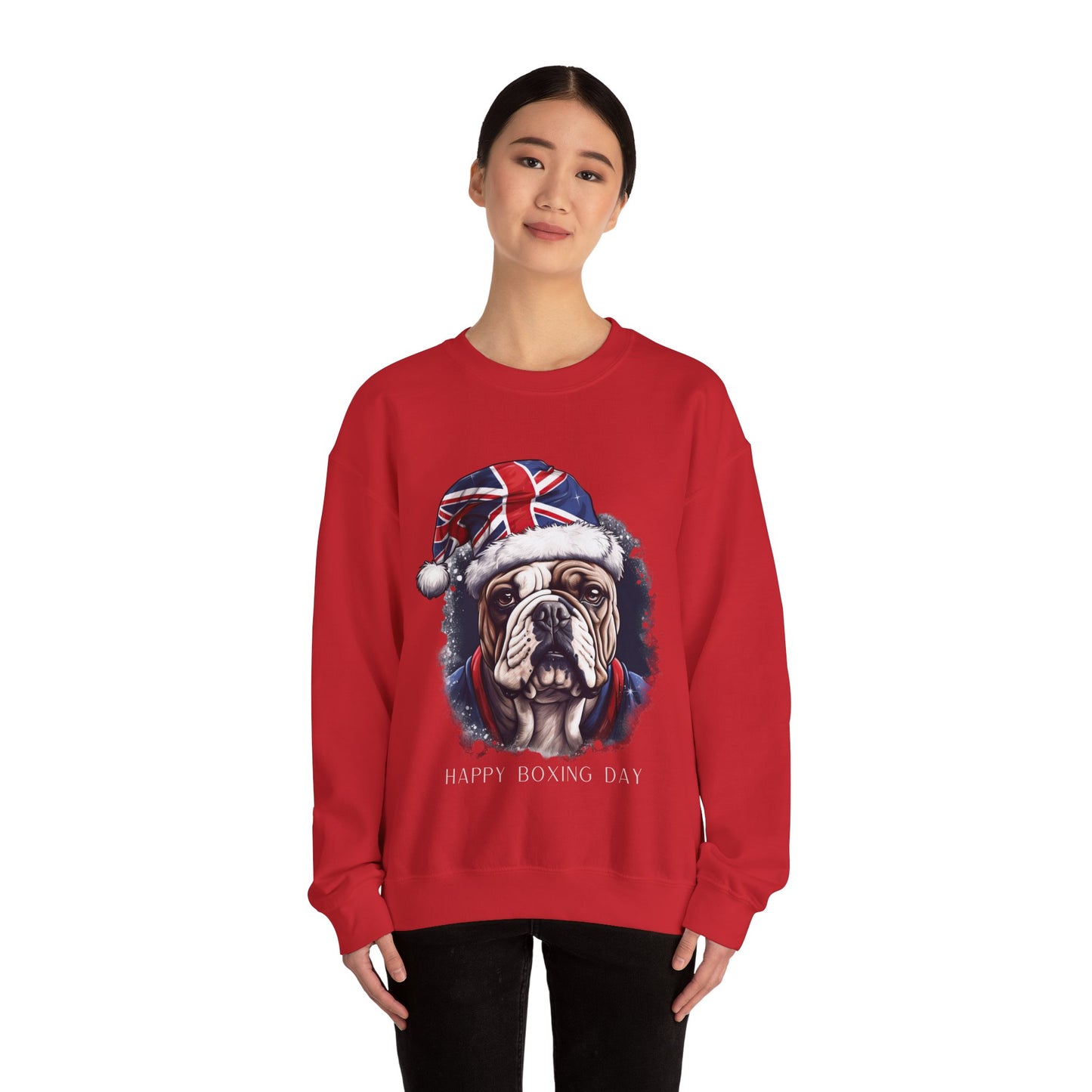 Happy Boxing Day - British English Bulldog - Happy Boxing Day- Christmas Unisex Long Sleeve Jersey Cotton Shirt Mens Womens Sweatshirt Sweat Shirt